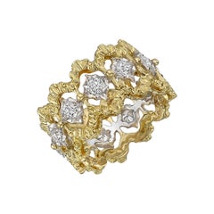 Vintage Buccellati 18 Karat Gold and Diamond Openwork Band Ring