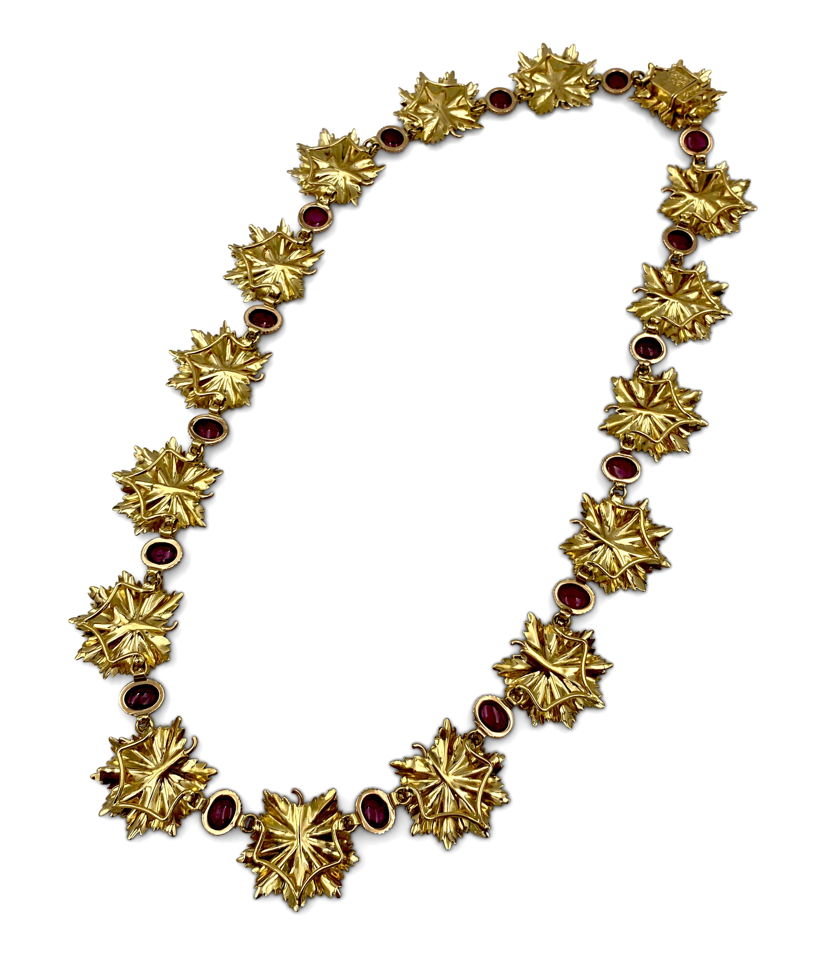 Buccellati 18 Karat Gold and Ruby Leaf Necklace 1