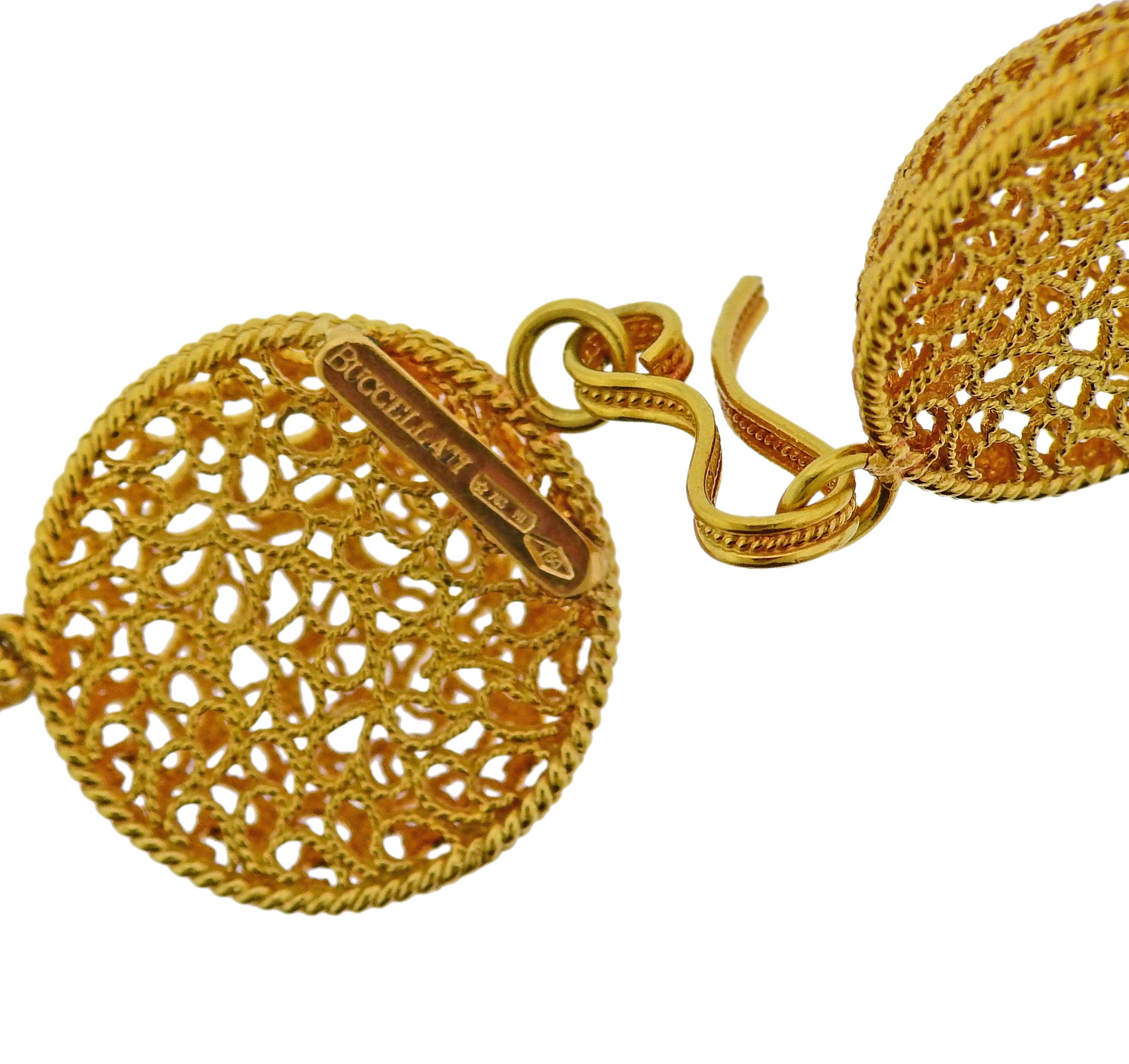 Buccellati 18 Karat Gold Open Works Filigree Round Necklace For Sale 1