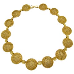 Buccellati 18 Karat Gold Open Works Filigree Round Necklace