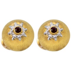 Buccellati 18 Karat Gold Platinum Ruby Earrings