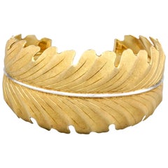 Buccellati 18 Karat Two-Tone Gold Leaf Cuff Bracelet