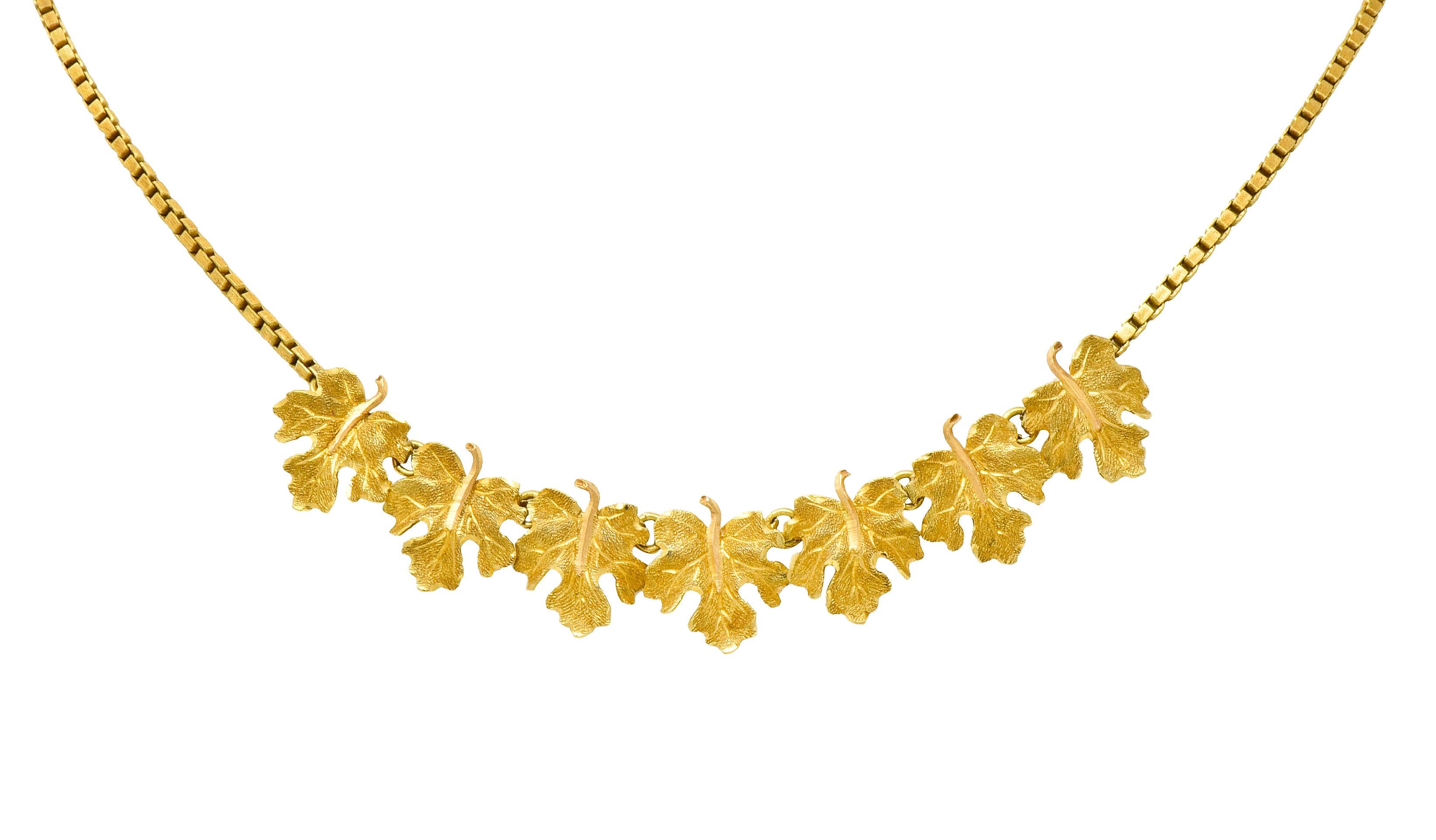 Buccellati 18 Karat Two-Tone Yellow Gold Italian Grape Leaf Necklace 2