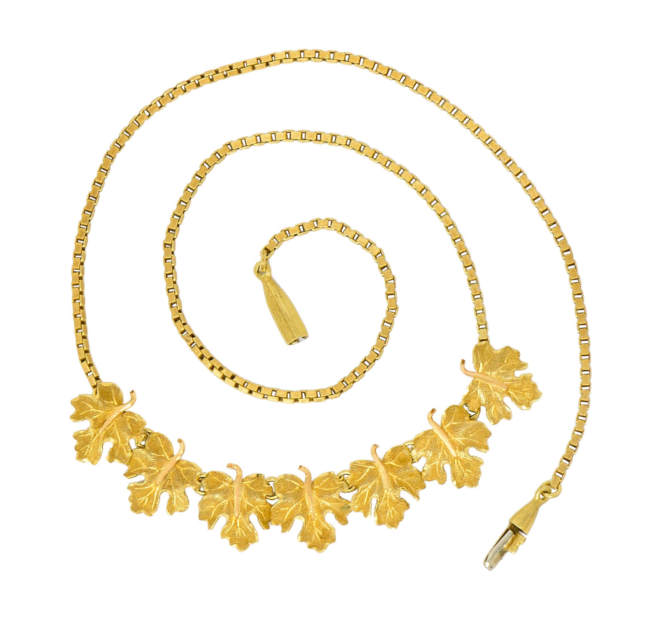 Buccellati 18 Karat Two-Tone Yellow Gold Italian Grape Leaf Necklace 3