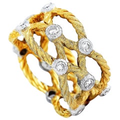 Buccellati 18 Karat Yellow Gold 0.75 Carat Diamond Band Ring