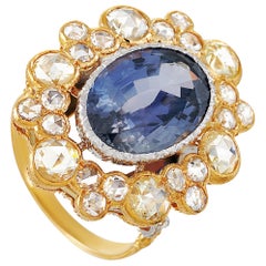 Buccellati 18 Karat Yellow Gold 2.50 Carat Diamond and Sapphire Ring