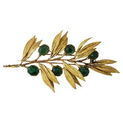Buccellati 18 Karat Yellow Gold and Emerald Brooch/Pin #17810