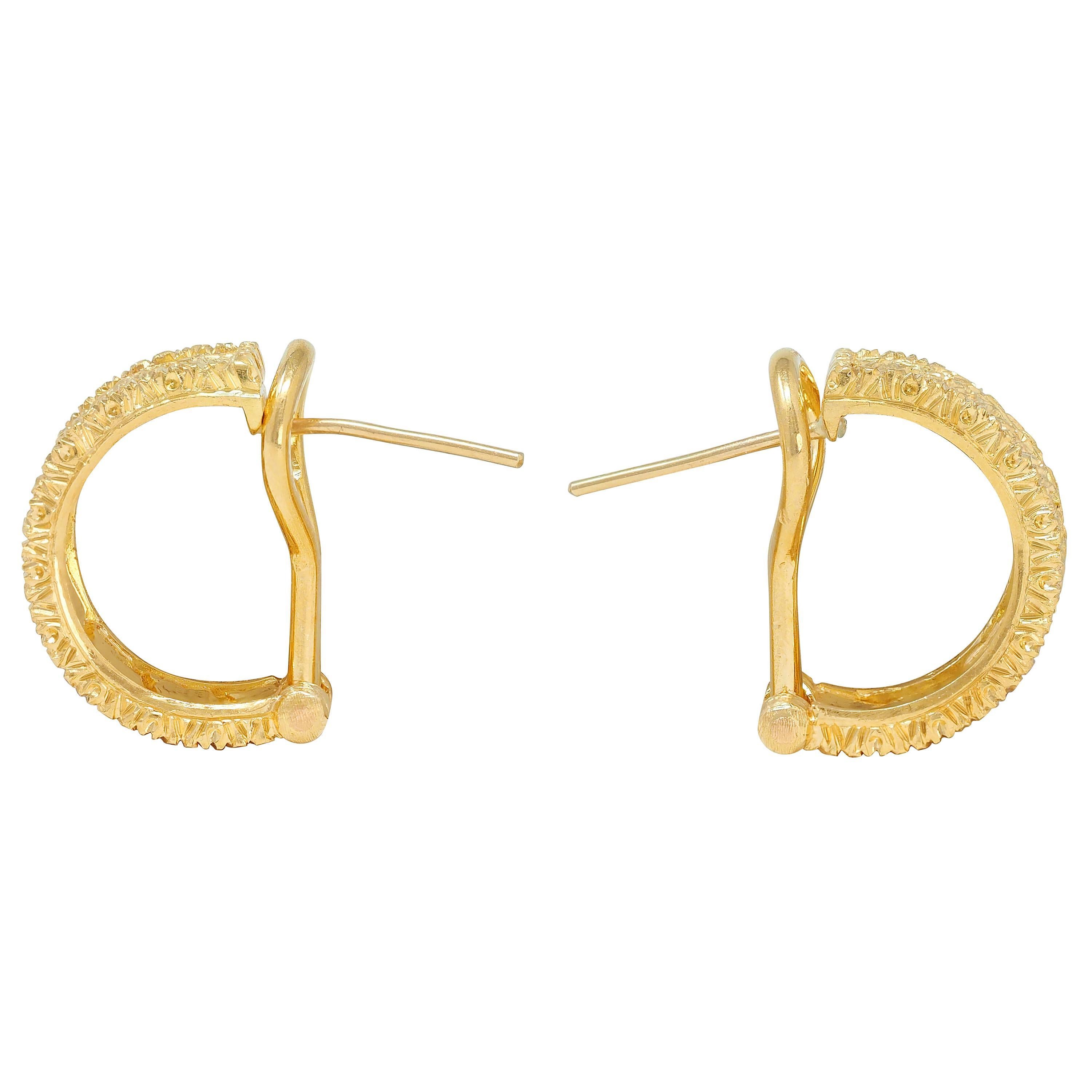 Buccellati 18 Karat Gelbgold Ramage Foliate J-Hoop-Ohrringe (Zeitgenössisch) im Angebot