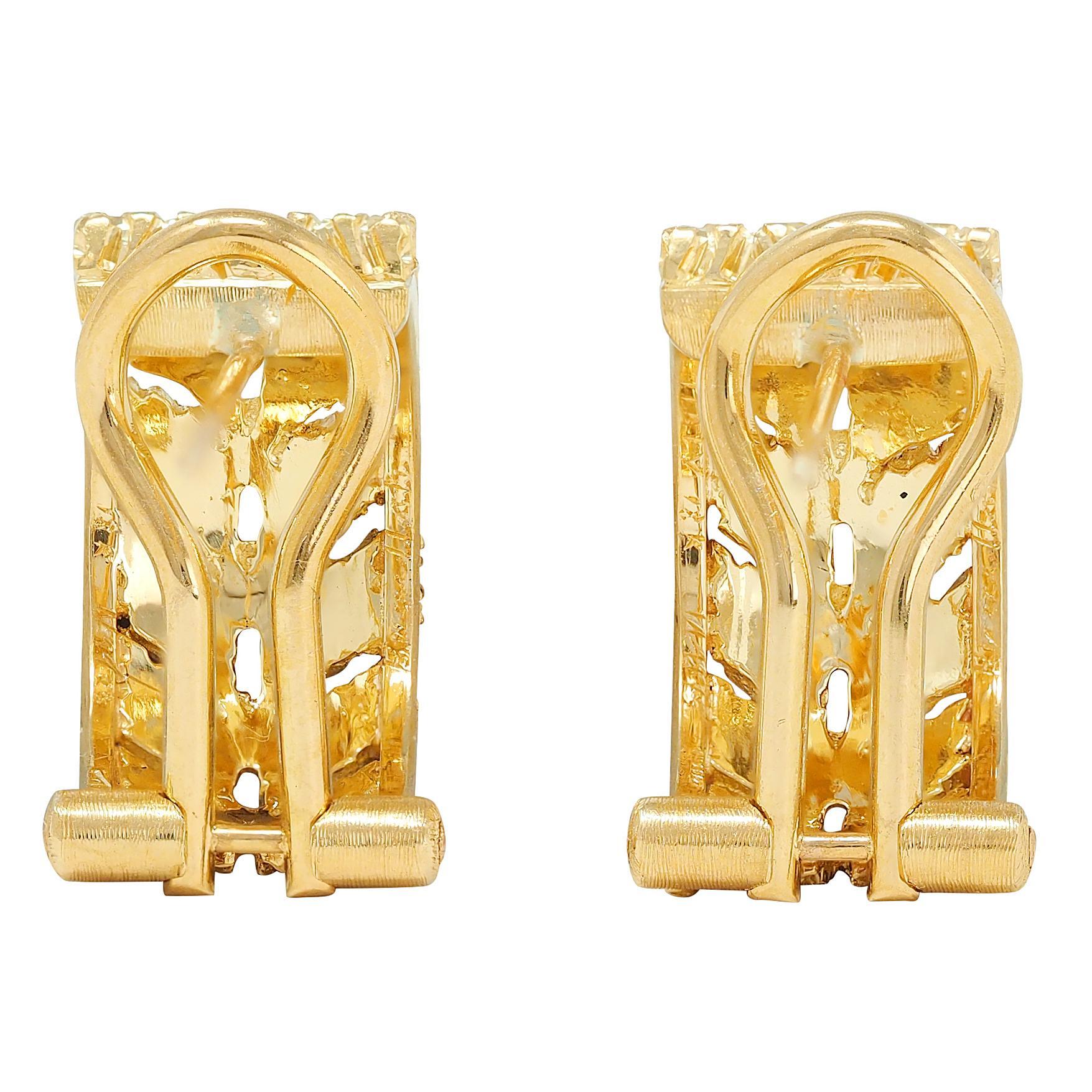 Buccellati 18 Karat Gelbgold Ramage Foliate J-Hoop-Ohrringe Damen im Angebot