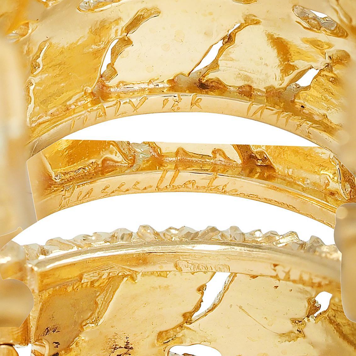 Buccellati 18 Karat Gelbgold Ramage Foliate J-Hoop-Ohrringe im Angebot 4