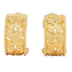 Buccellati 18 Karat Gelbgold Ramage Foliate J-Hoop-Ohrringe