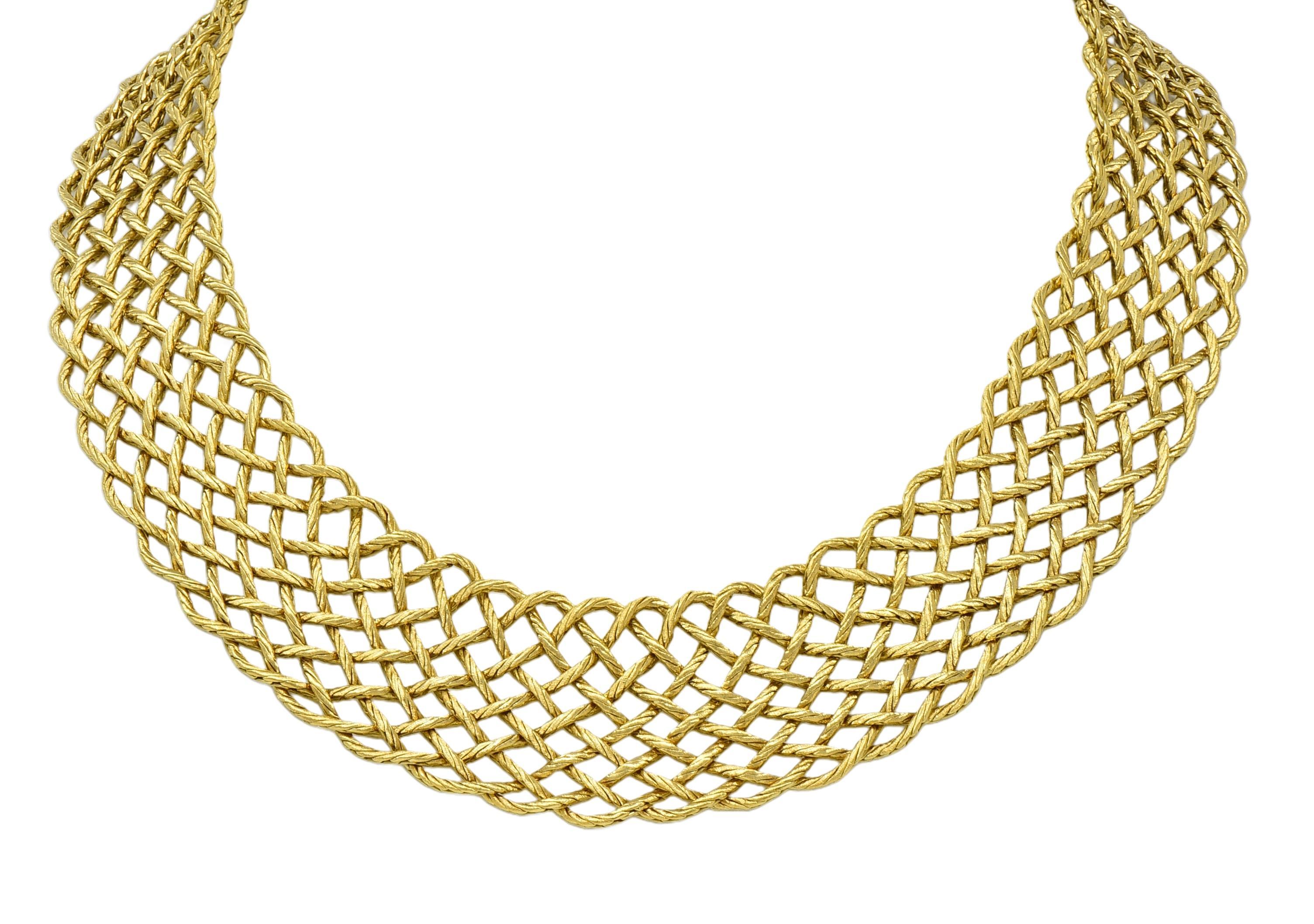 Buccellati 18 Karat Yellow Gold Vintage Woven Crepe de Chine Collar Necklace For Sale 6