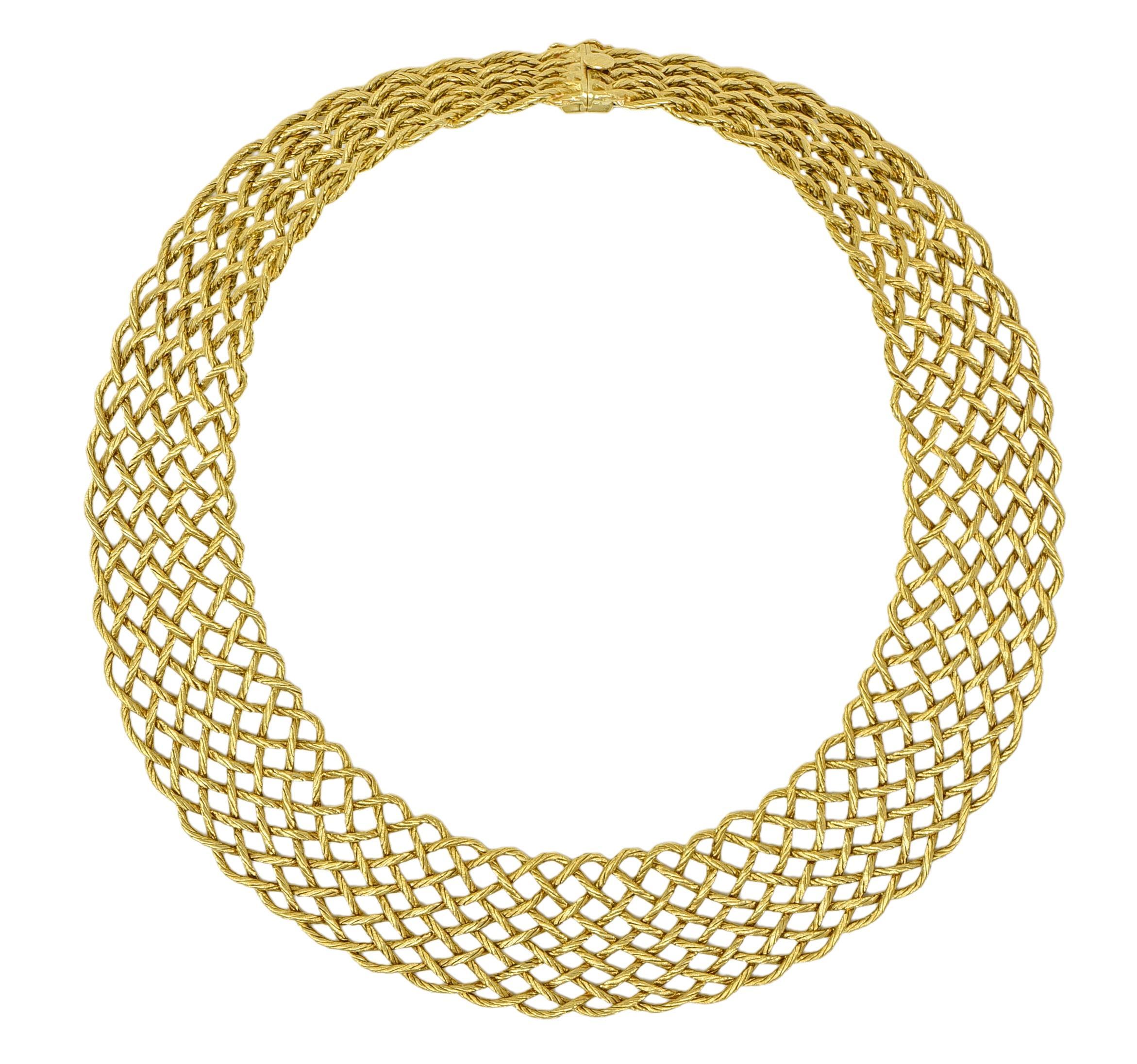 Buccellati 18 Karat Yellow Gold Vintage Woven Crepe de Chine Collar Necklace For Sale 7