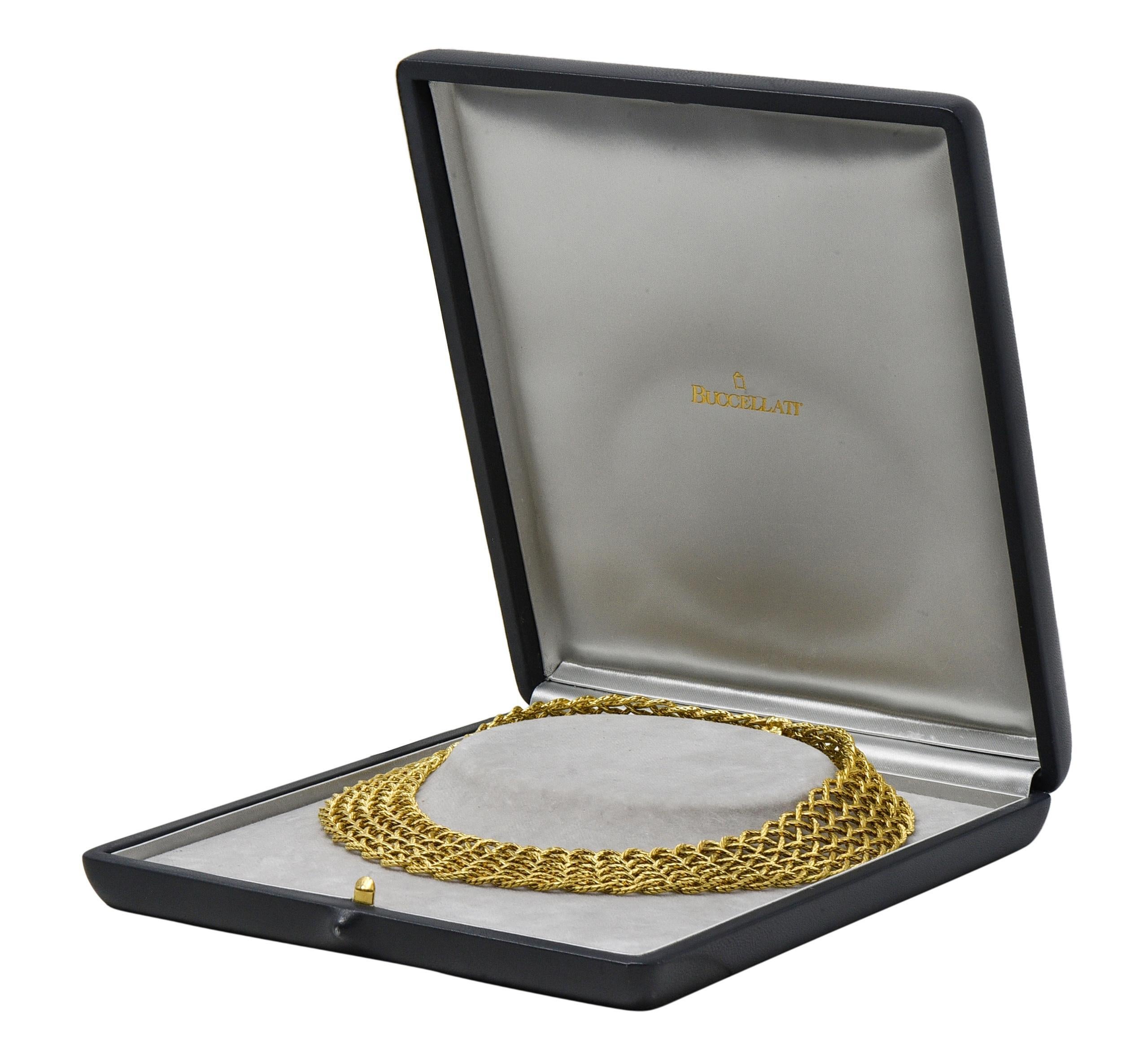 Buccellati 18 Karat Yellow Gold Vintage Woven Crepe de Chine Collar Necklace In Excellent Condition For Sale In Philadelphia, PA