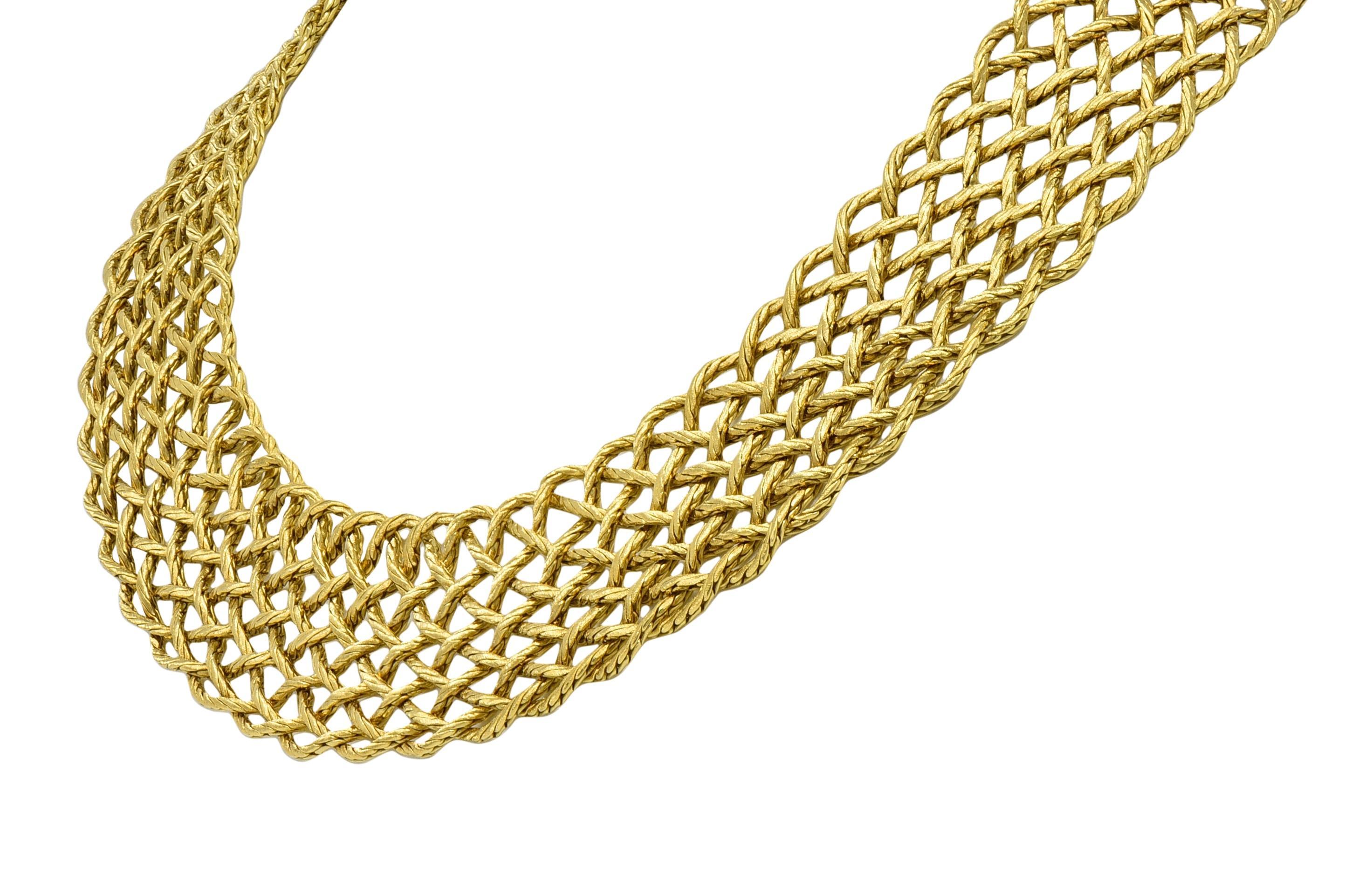 Women's Buccellati 18 Karat Yellow Gold Vintage Woven Crepe de Chine Collar Necklace For Sale