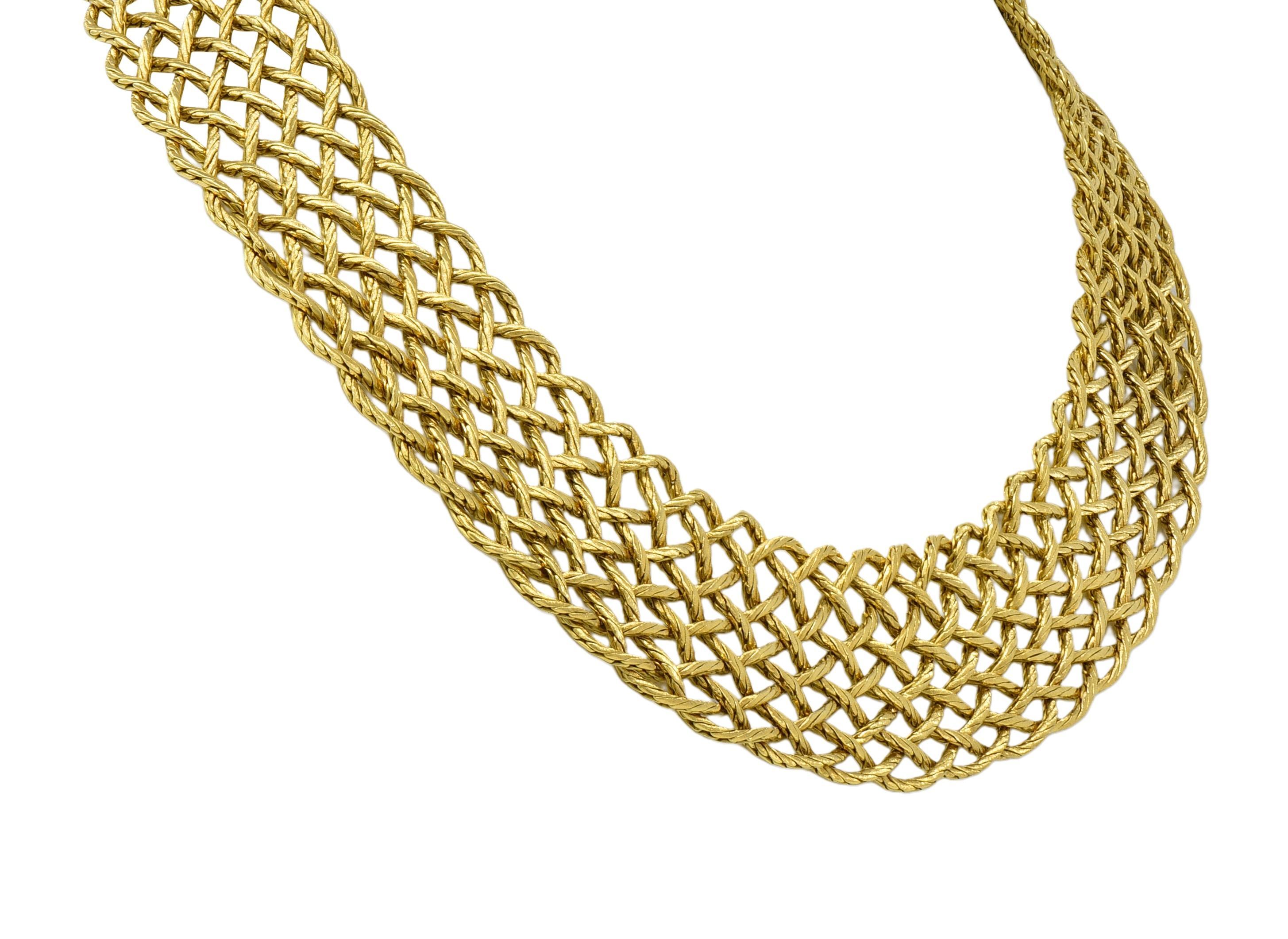 Buccellati 18 Karat Yellow Gold Vintage Woven Crepe de Chine Collar Necklace For Sale 2