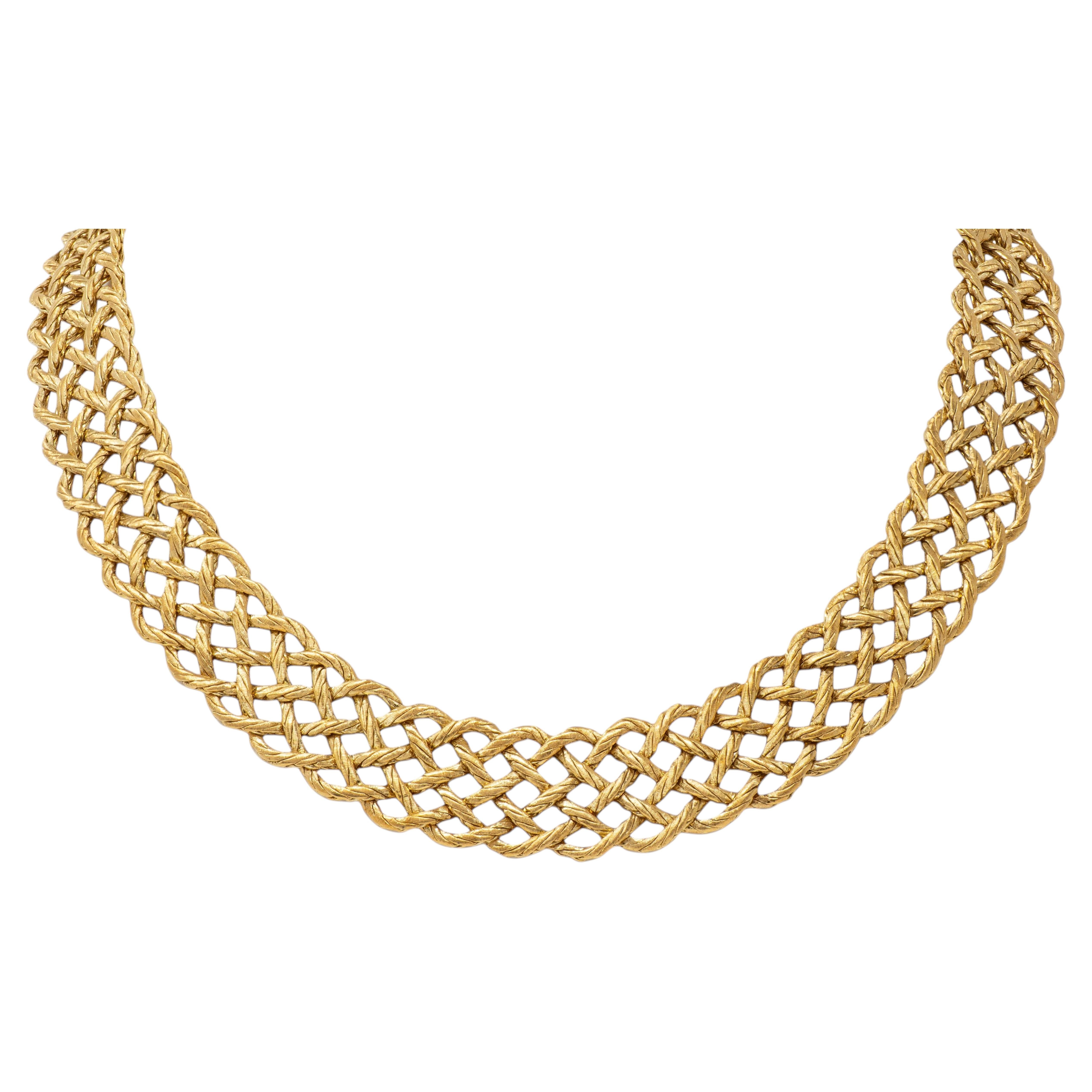 Buccellati 18 Karat Yellow Gold Woven Crepe De Chine Collar Necklace