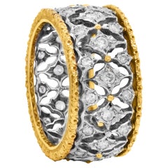 Buccellati 18 Karat Yellow White Two-Tone Gold Diamond Band Ring