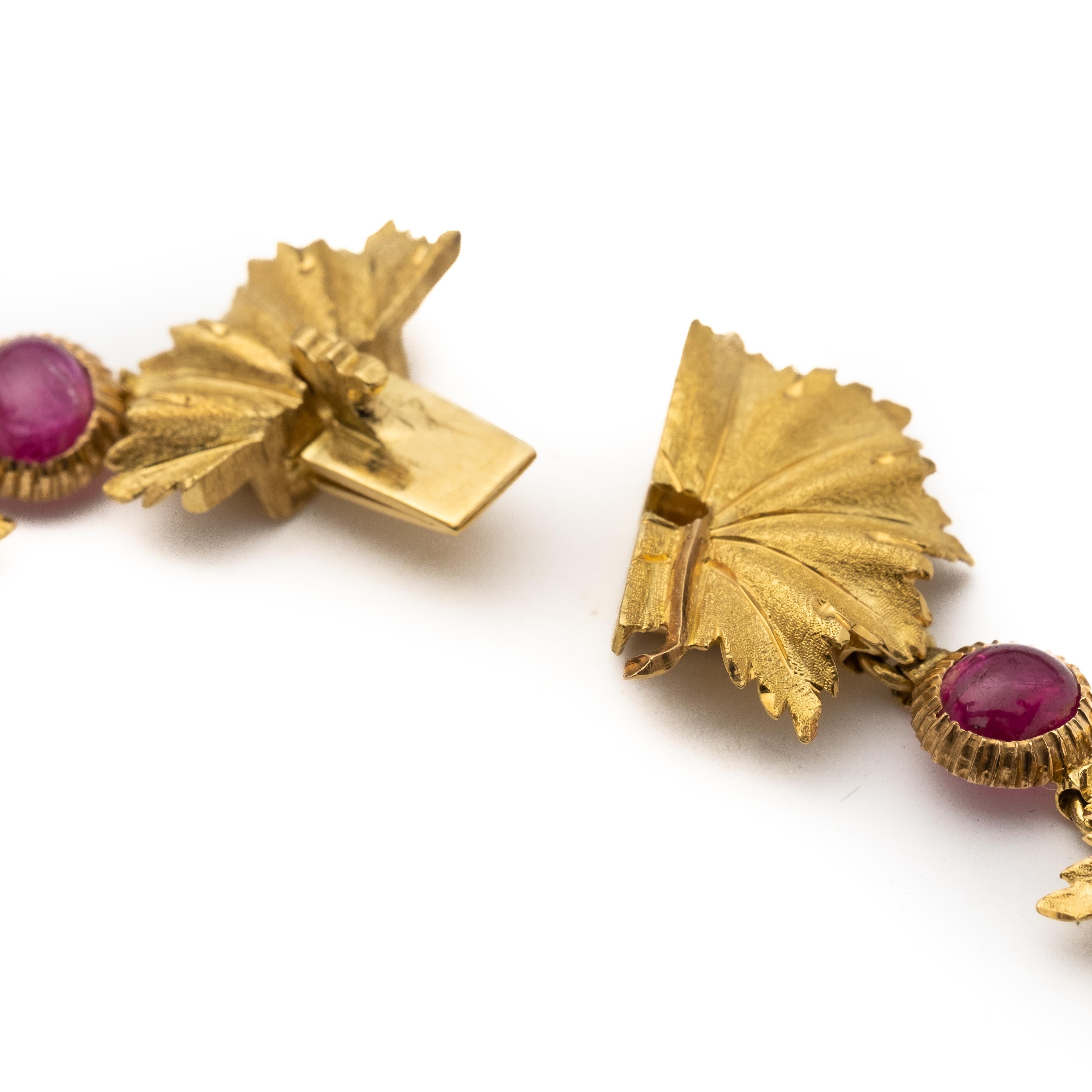 Buccellati 18K and Ruby Leaf Necklace 1