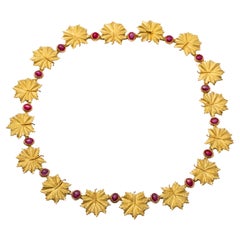 Buccellati 18K and Ruby Leaf Necklace