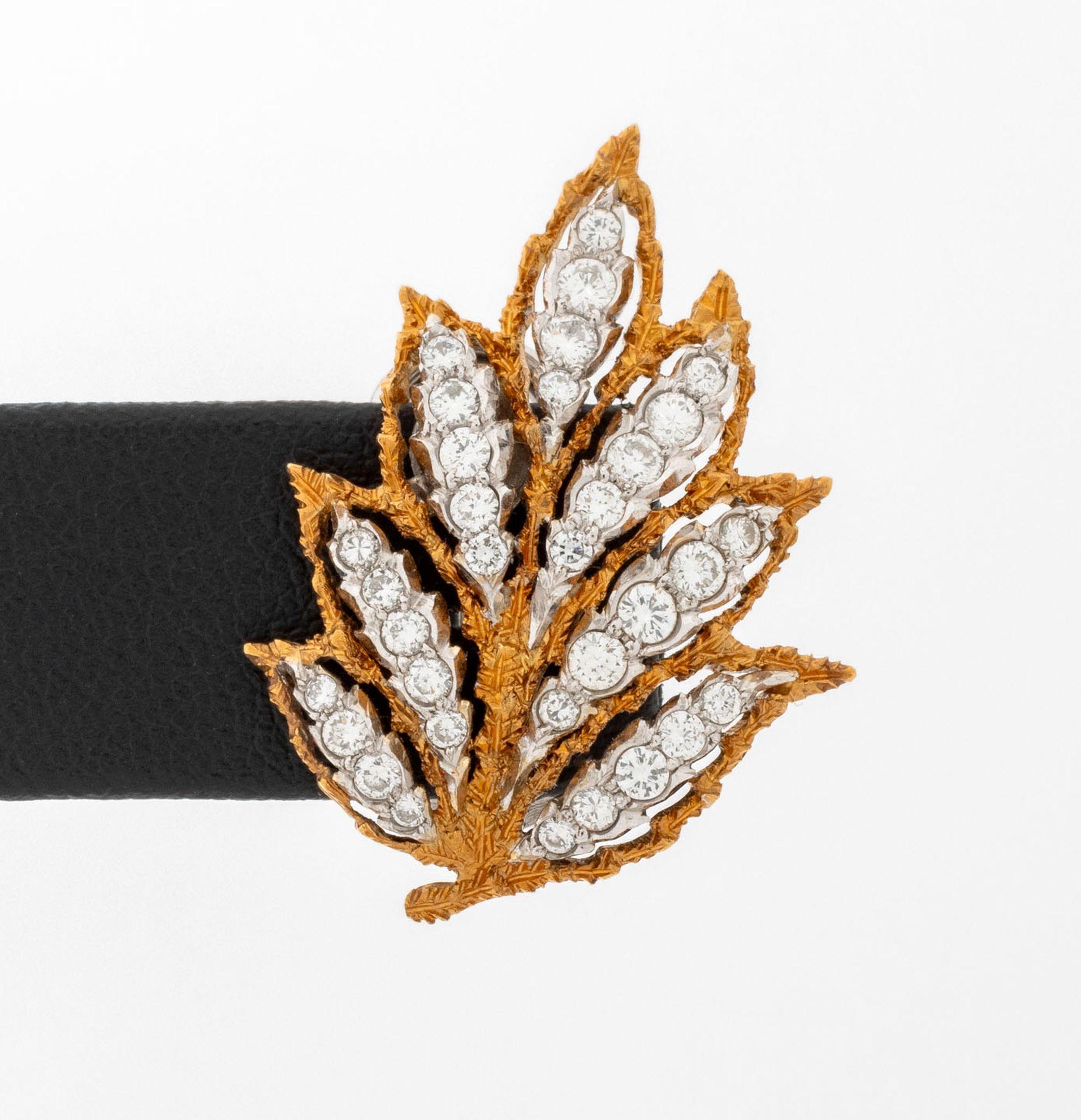 Pendientes Hoja Diamante Buccellati 18K Corte brillante en venta