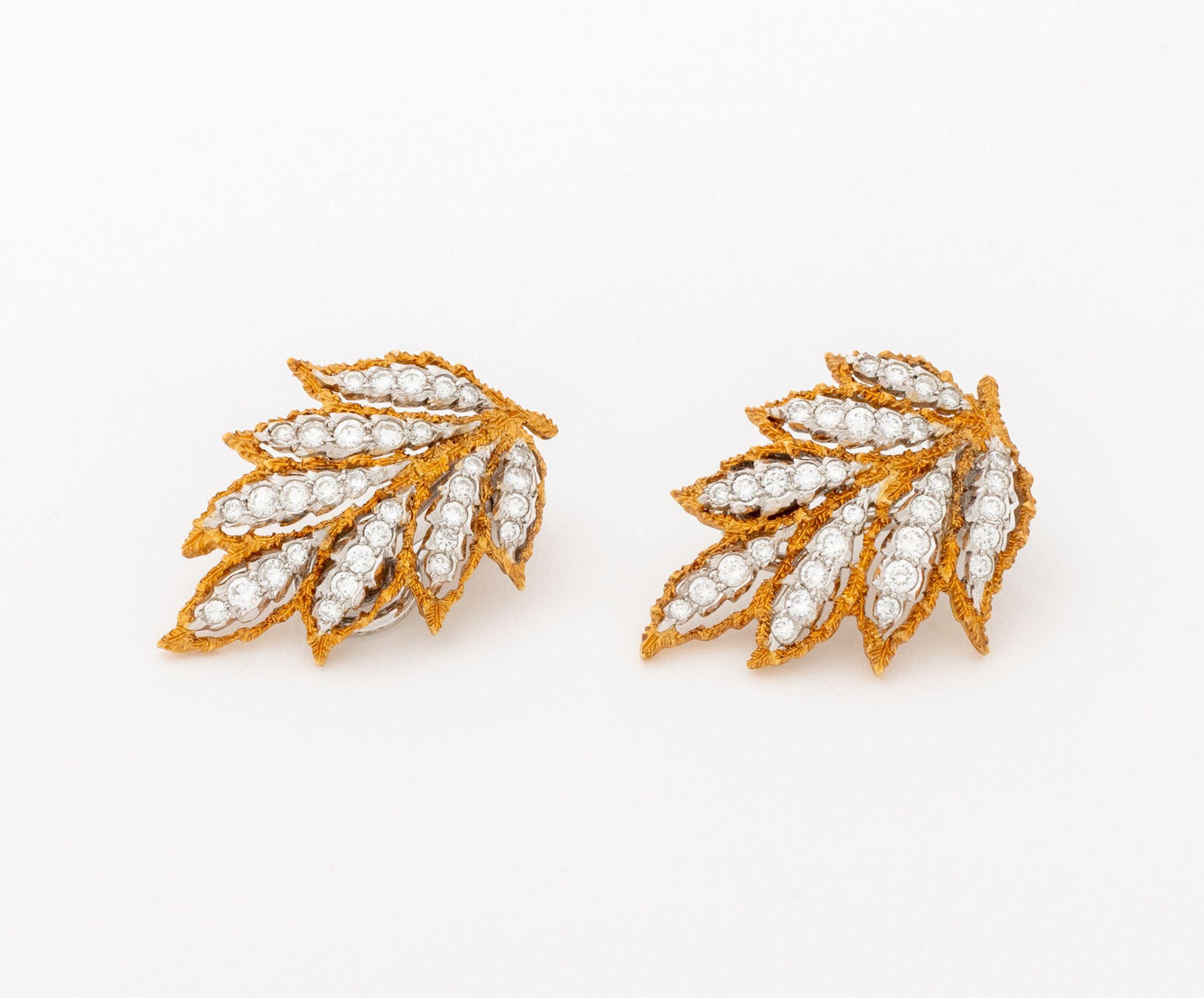 Pendientes Hoja Diamante Buccellati 18K en Bueno estado para la venta en Queens, NY