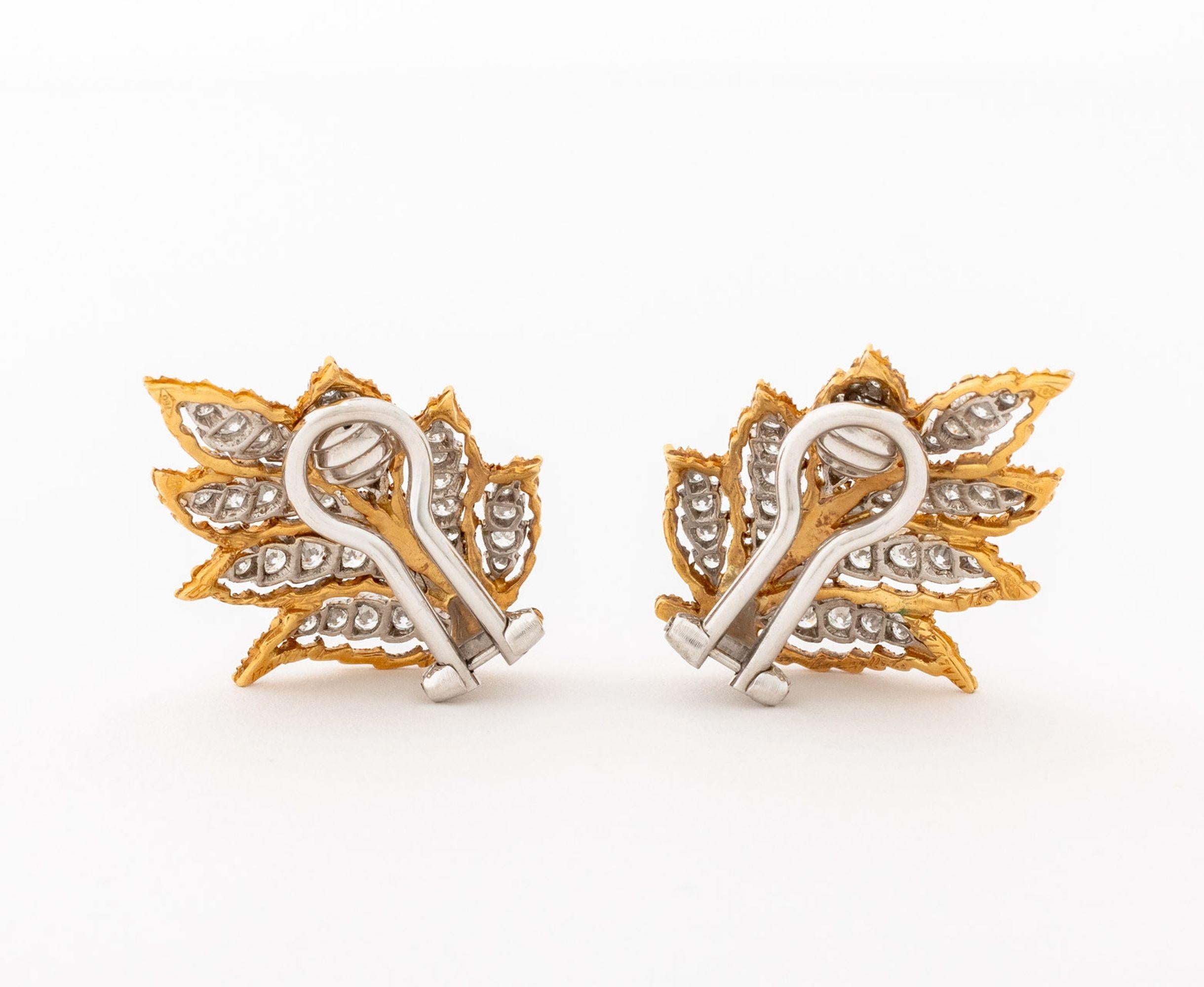 Femenino o masculino Pendientes Hoja Diamante Buccellati 18K en venta