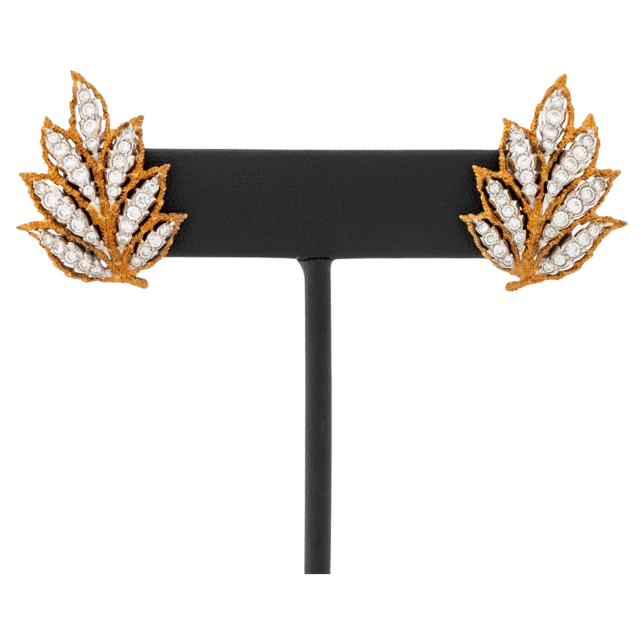 Pendientes Hoja Diamante Buccellati 18K en venta