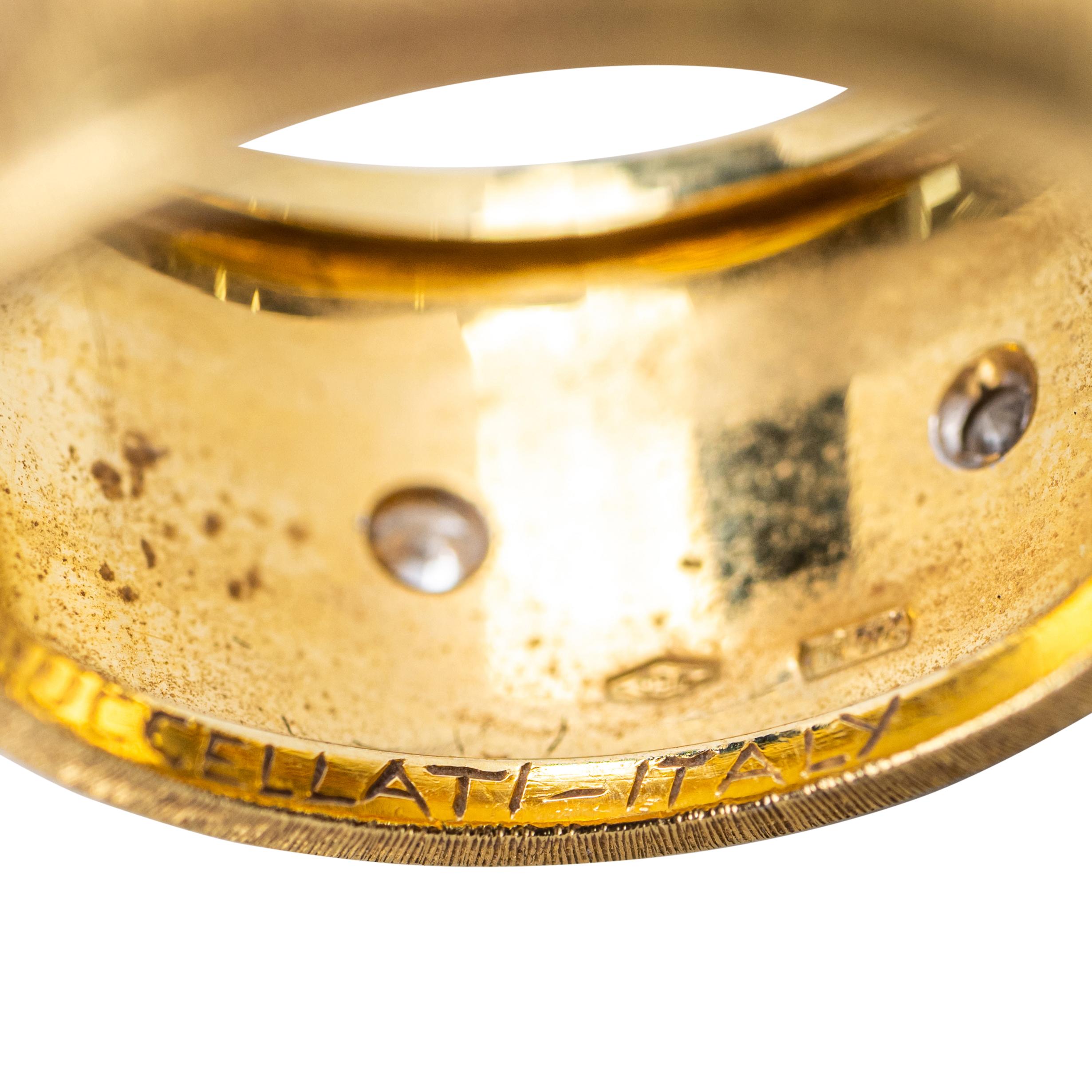 Perlina Anello a fascia larga in oro 18 carati e diamanti di Buccellati in vendita