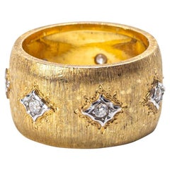 Buccellati 18K Gold and Diamond Wide Band Ring