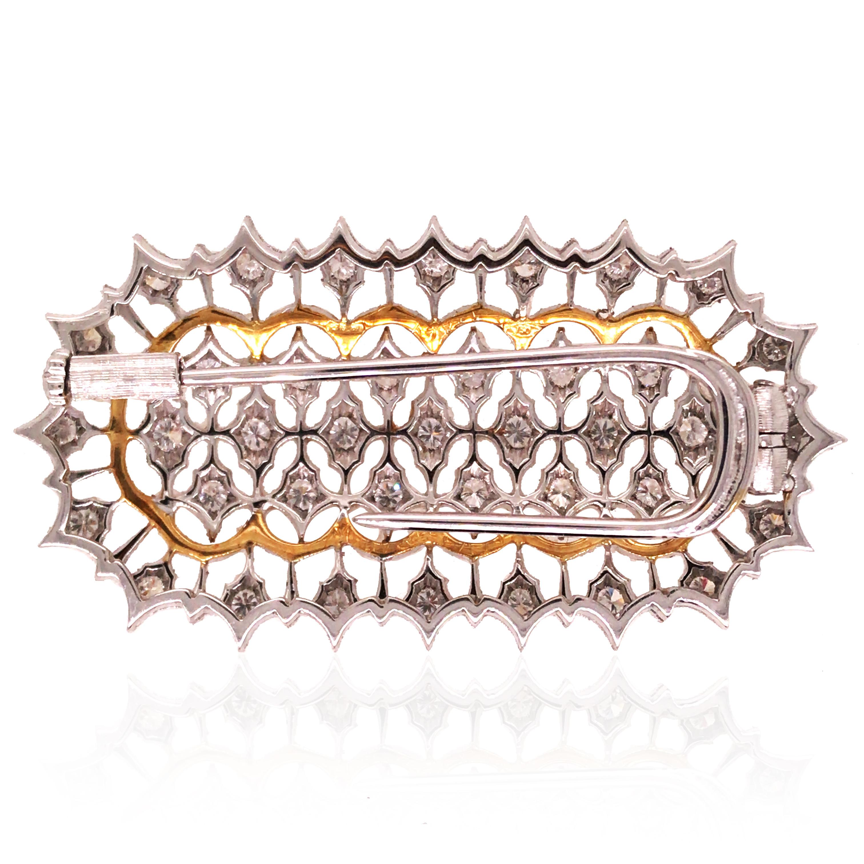 Buccellati, 18K Gold Diamond Brooch In Good Condition In New York, NY