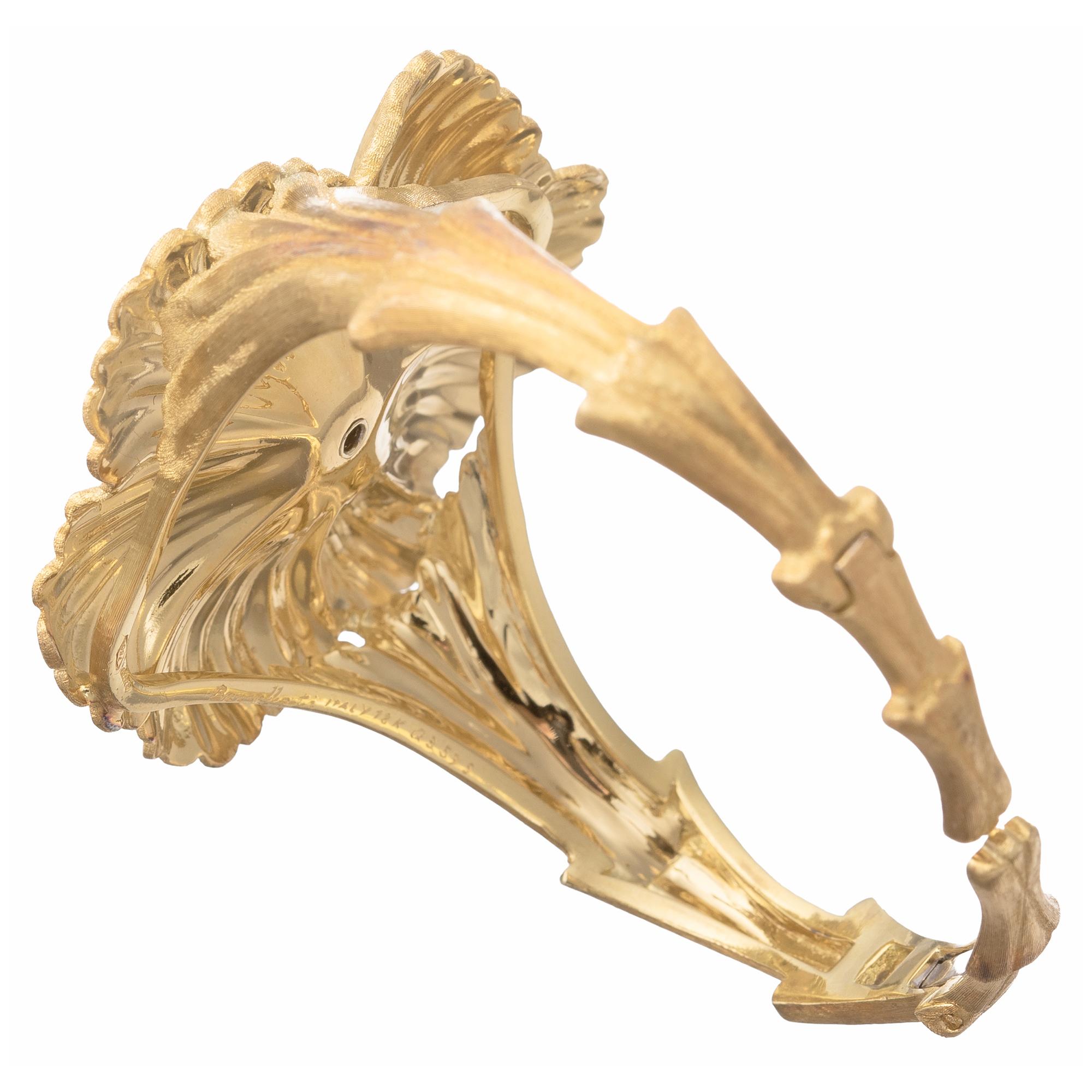 Taille brillant Buccellati - Bracelet manchette en or 18k avec fleurs et diamants en vente