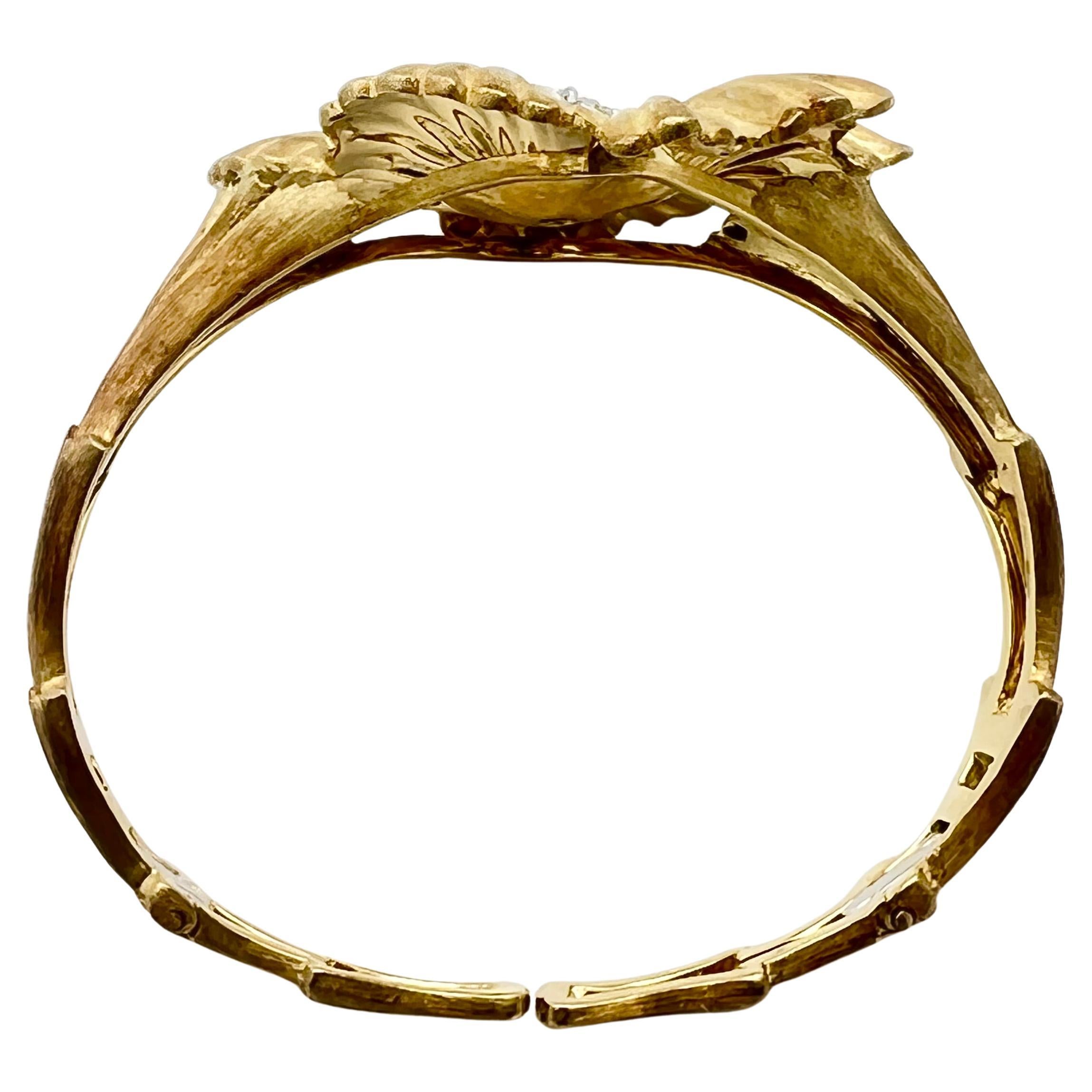 Buccellati - Bracelet manchette en or 18k avec fleurs et diamants Pour femmes en vente