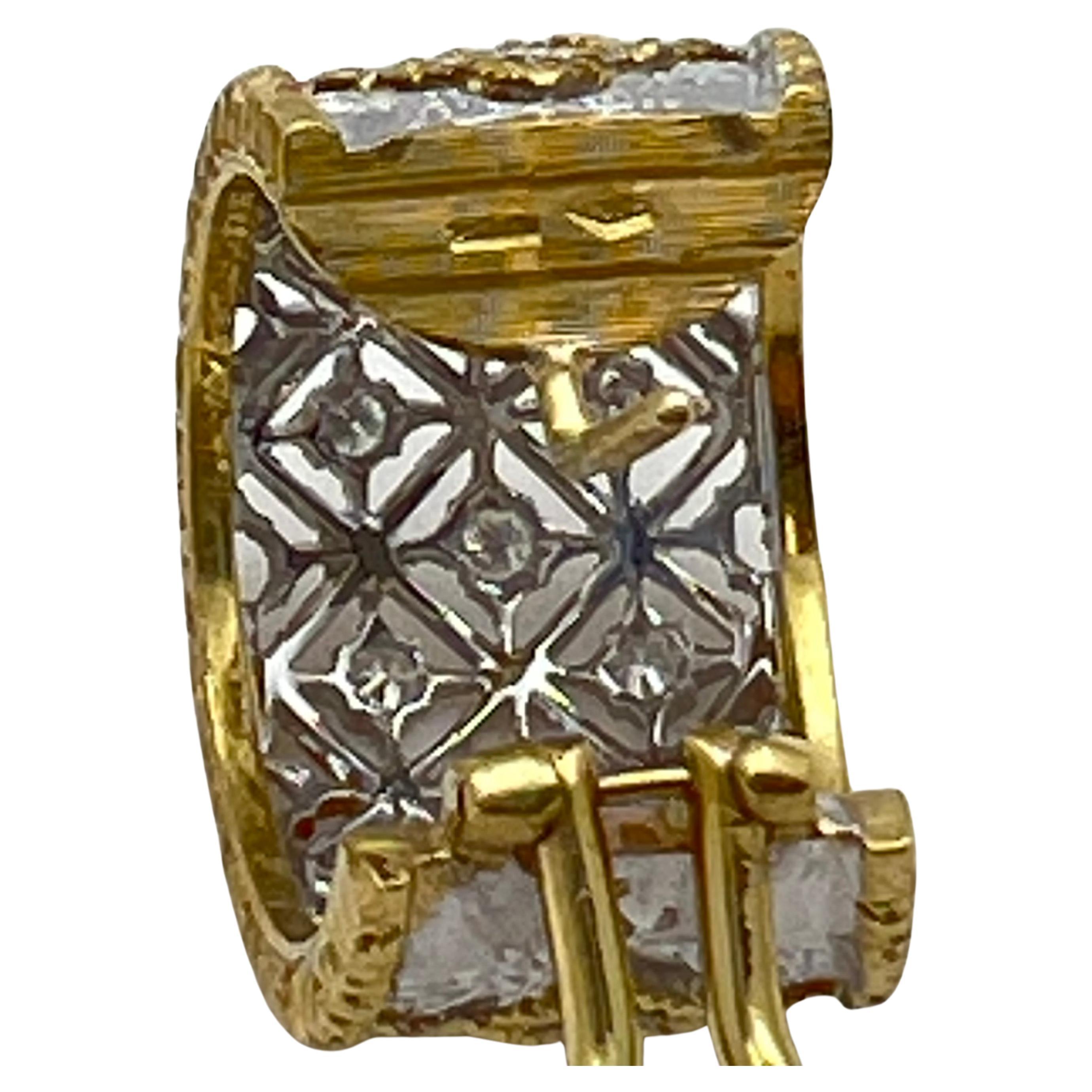 Orecchini a cerchio con diamanti in oro 18k Buccellati In condizioni ottime in vendita a Palm Beach, FL