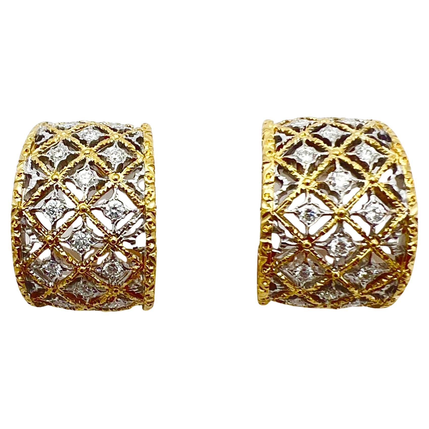 Pendientes de aro de diamantes Buccellati de oro de 18k