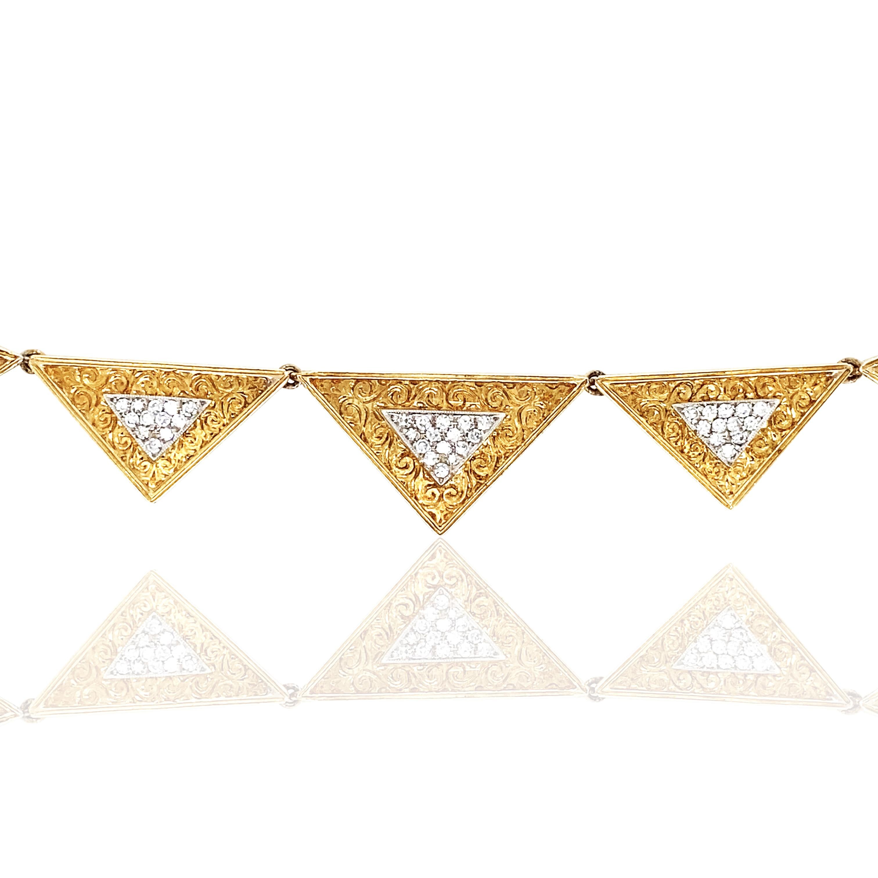 Taglio rotondo Buccellati, Collana di diamanti in oro 18 carati in vendita