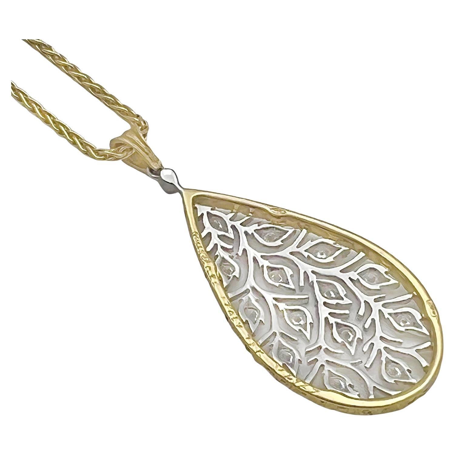Brilliant Cut Buccellati 18k Gold Diamond Ramage Pendant Necklace