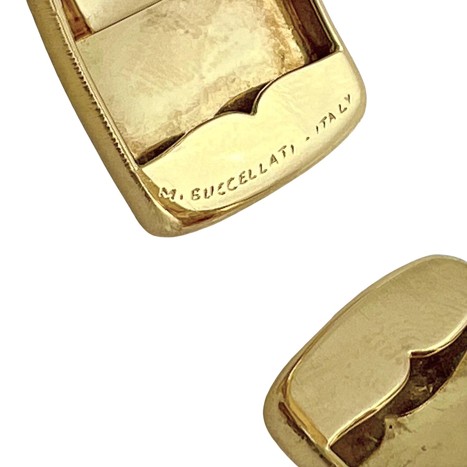 Women's Buccellati 18k Gold Diamond Rigatto Cuff Bracelet For Sale