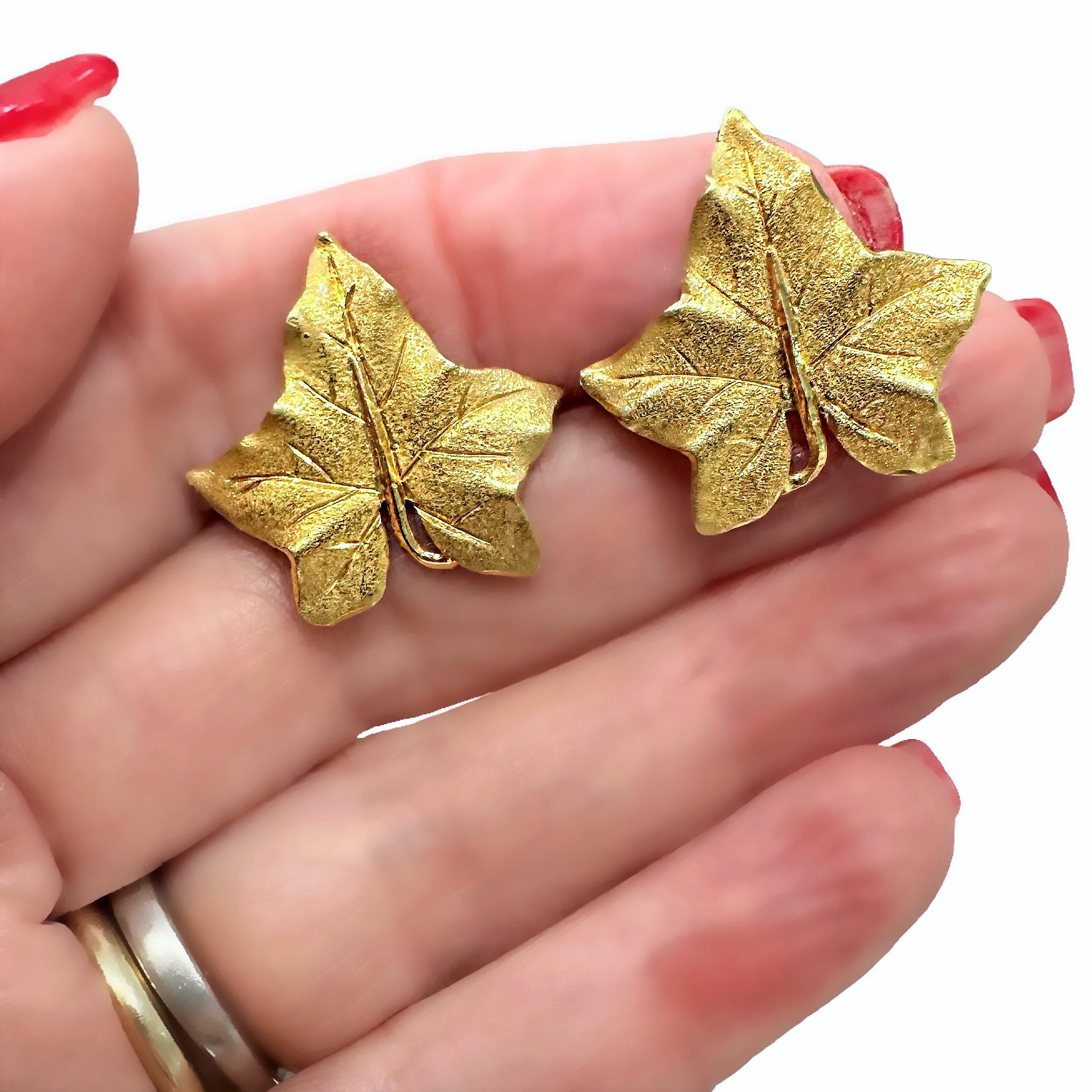 Buccellati 18K Gold Leaf Earrings 2
