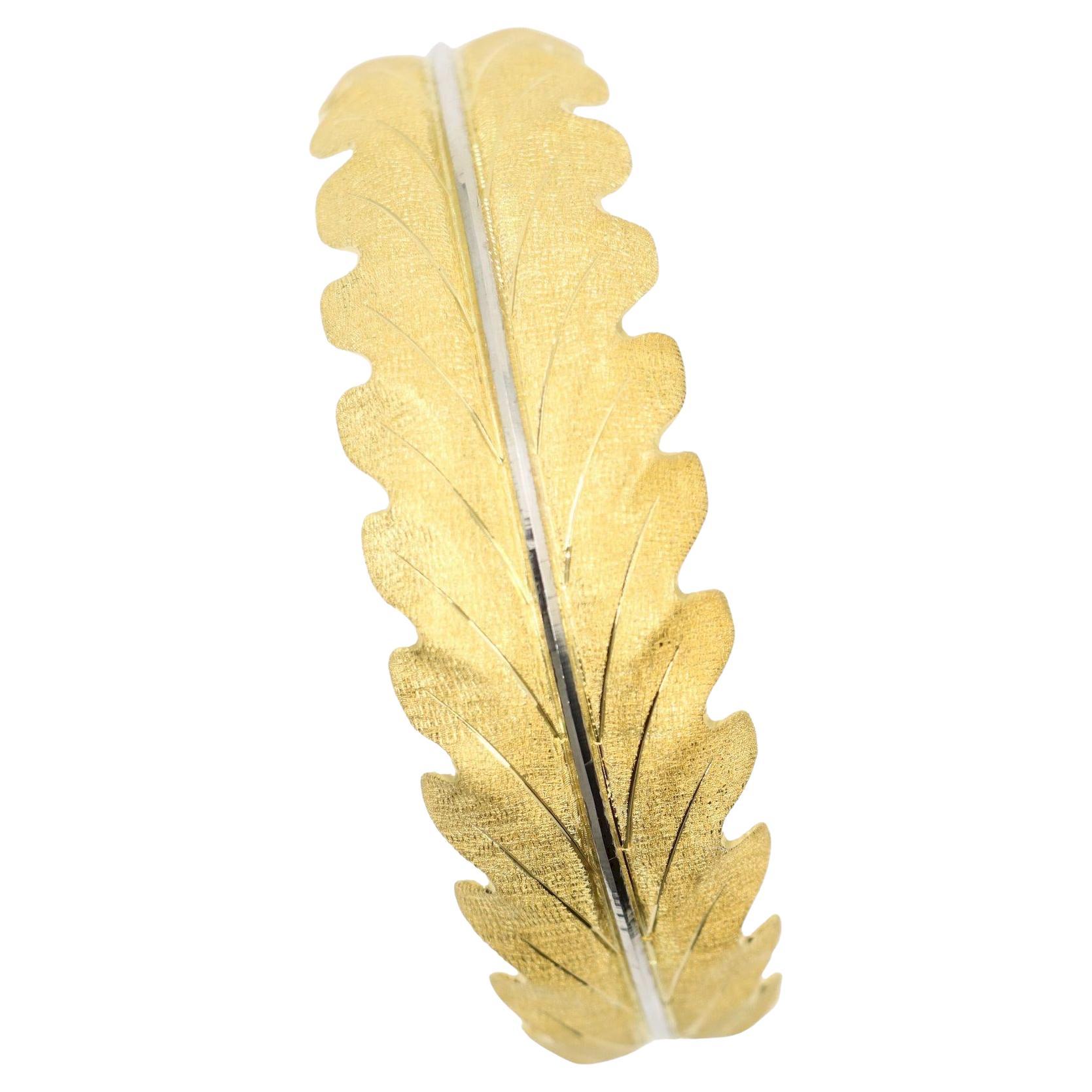 Buccellati - Bracelet manchette en or 18 carats avec motif de feuilles