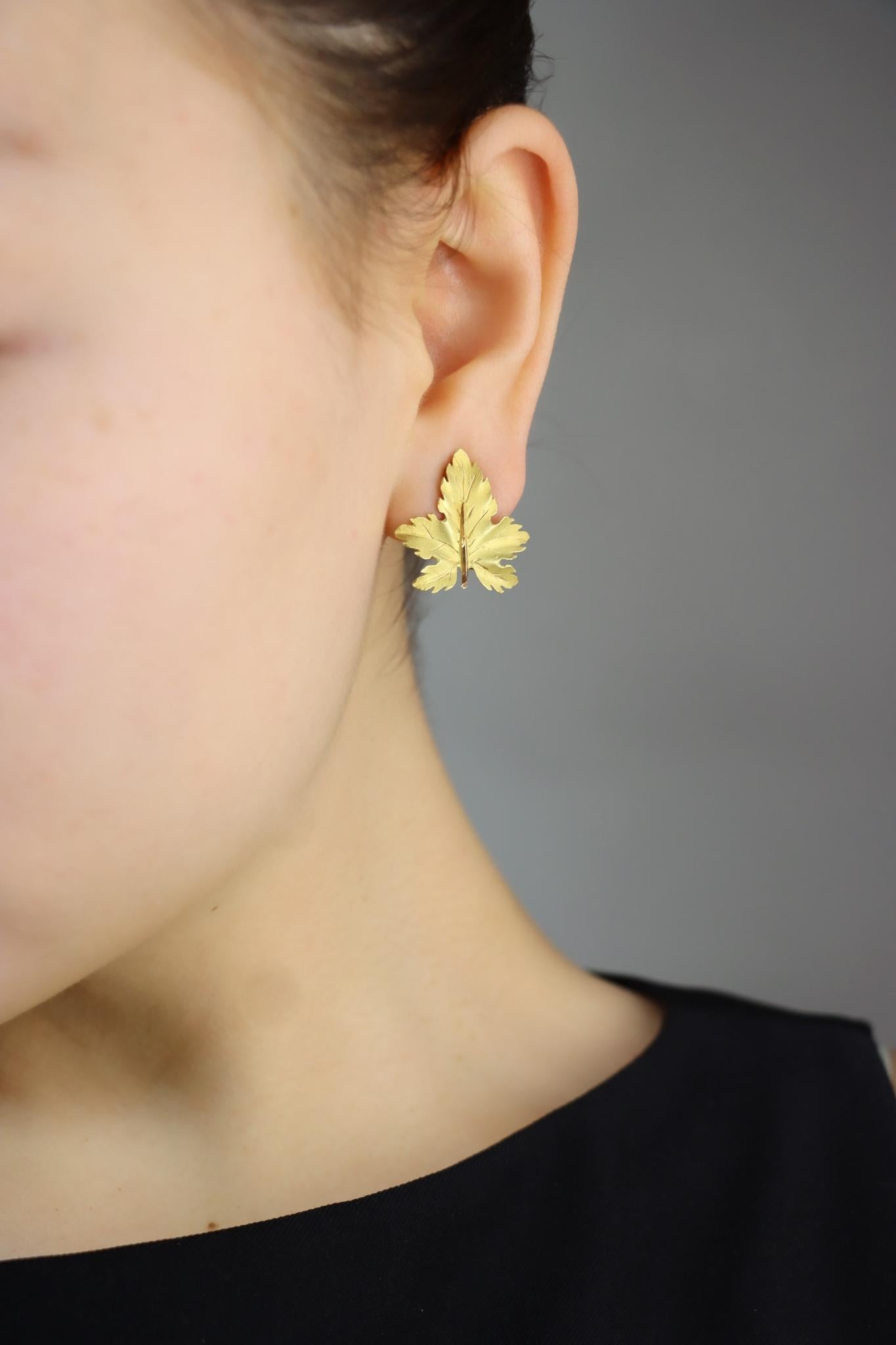 Orecchini con motivo a foglia in oro 18 carati di Buccellati

Contrassegnato:
Buccellati
ITALIA
18K

Dimensioni approssimative:
2,2 cm (lunghezza) 
2,2 cm (larghezza)
6,1 grammi di peso.