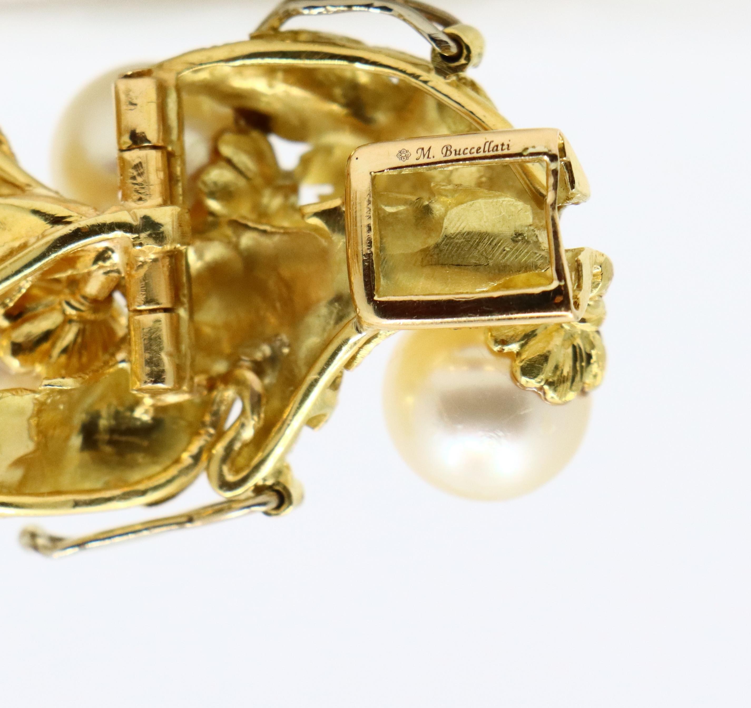 Buccellati 18K Gold Leaf Motif Pearl Bracelet 12