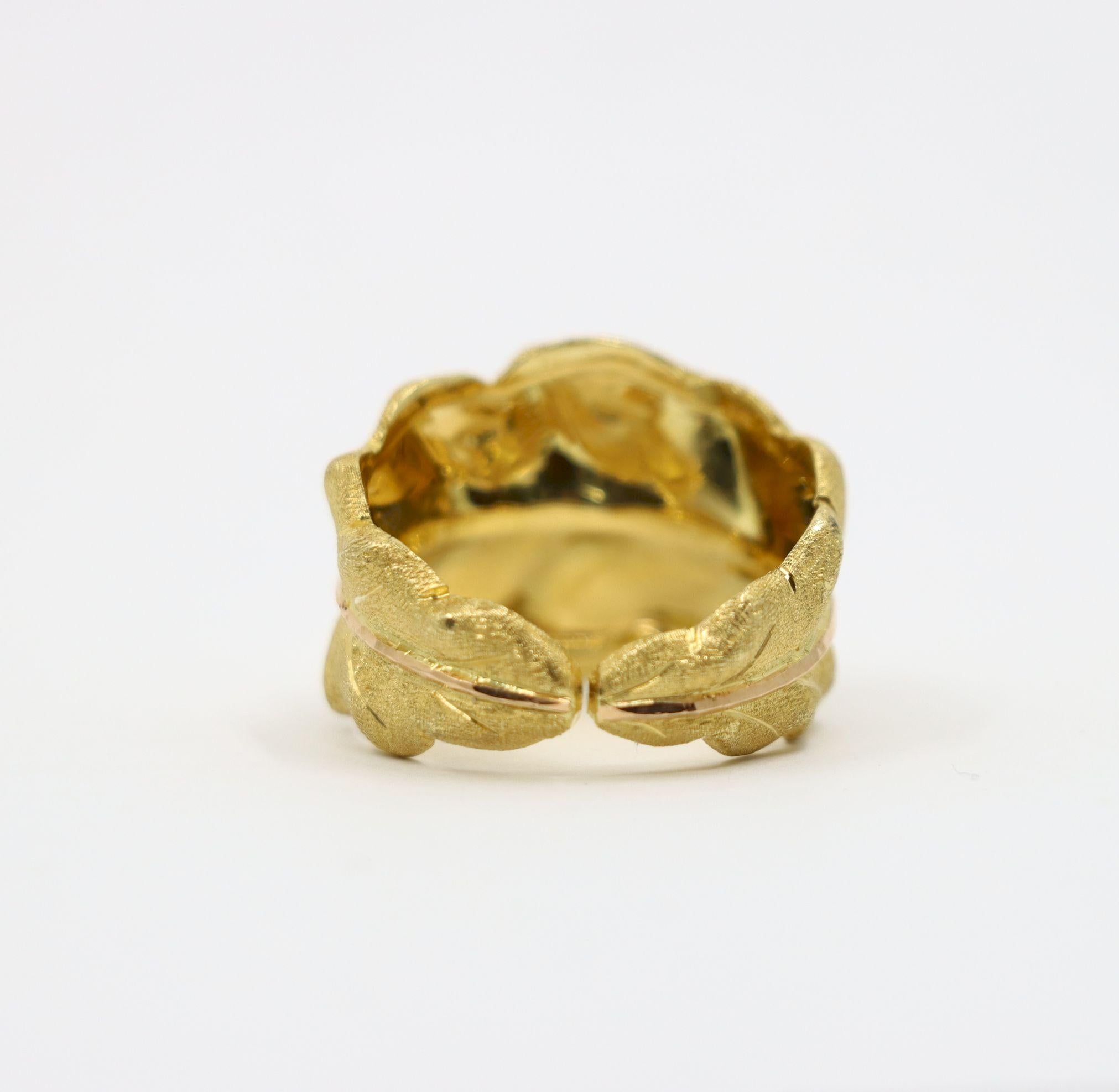 Women's Buccellati 18K Gold Leaf Motif Ring For Sale