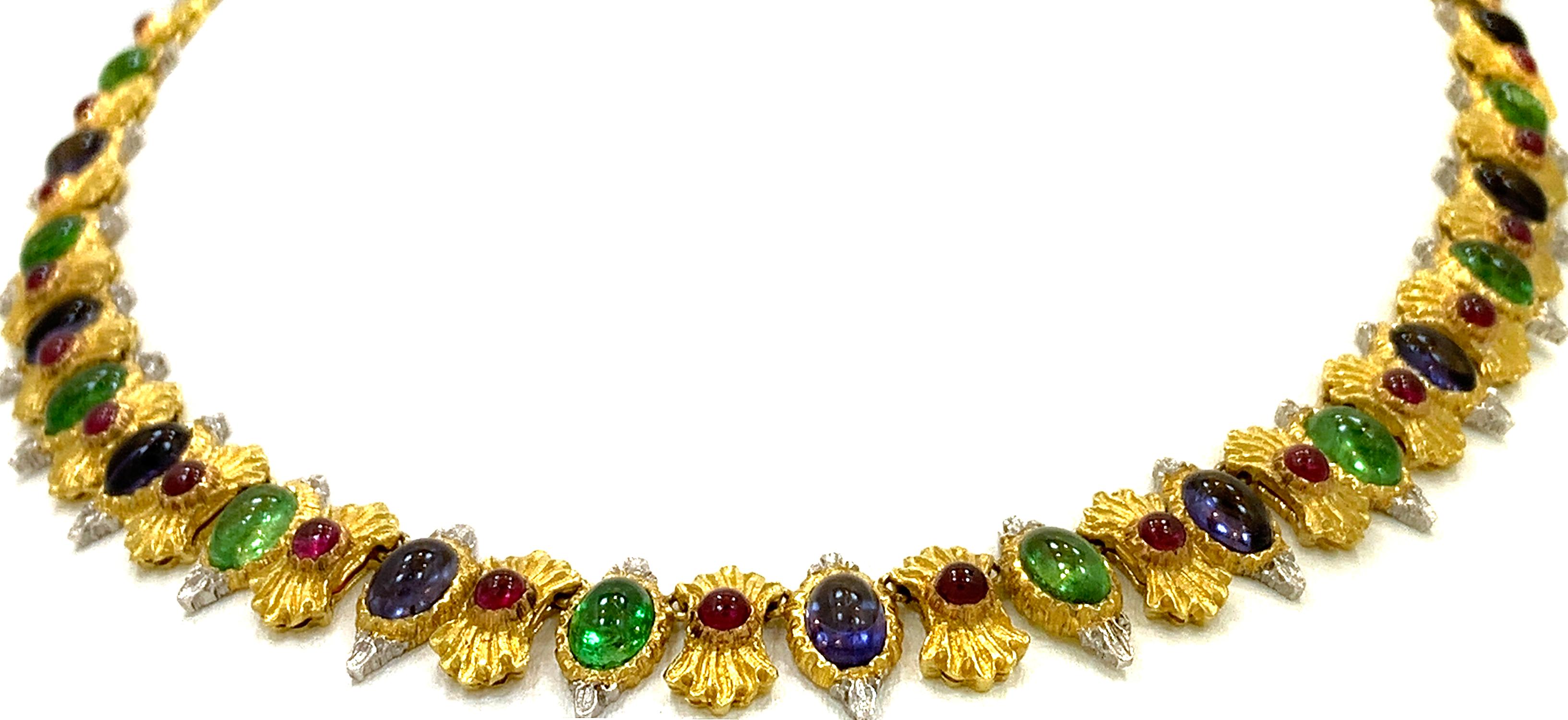 Buccellati 18 Karat Gold Peridot, Sapphire and Ruby Necklace 2