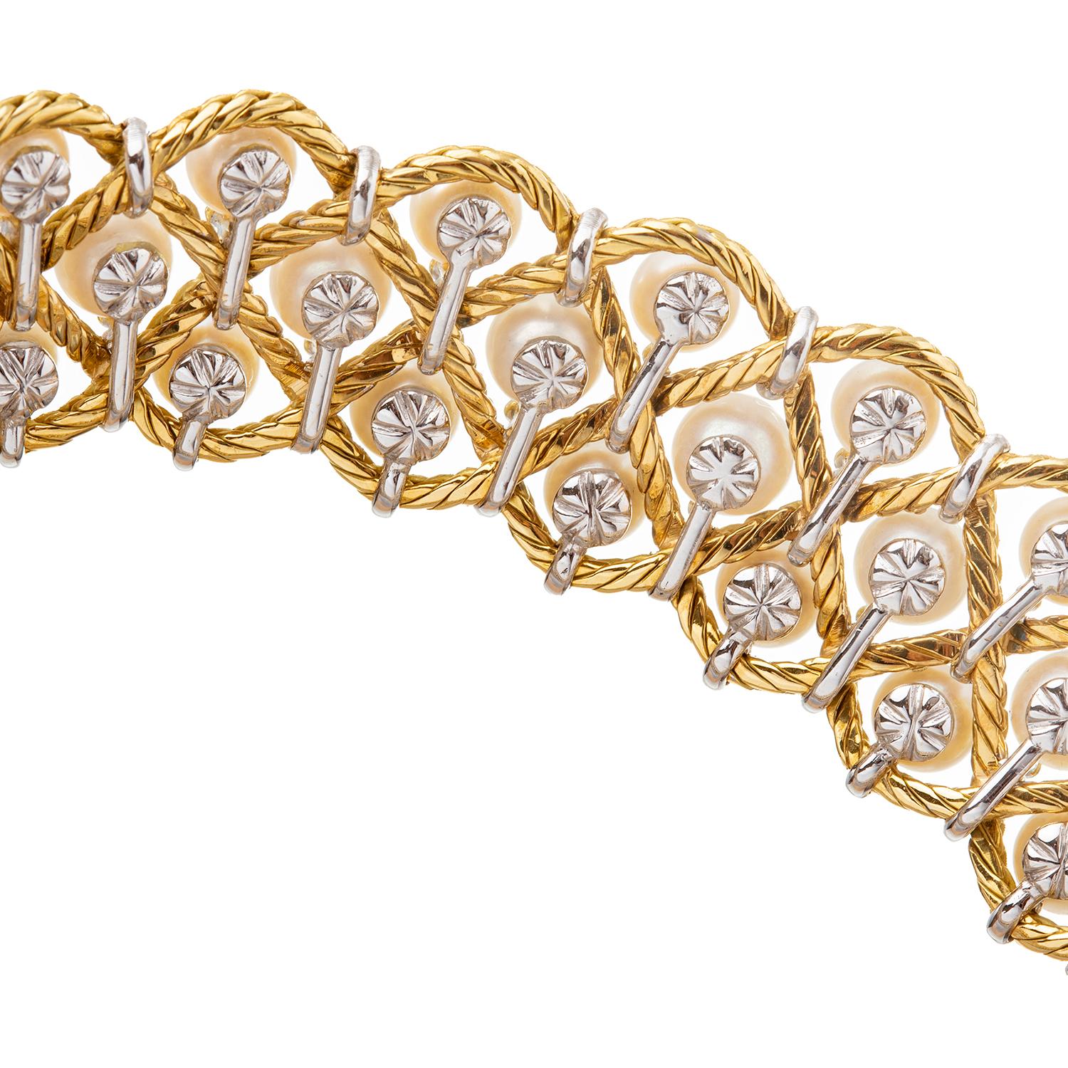 Moderne Collier de perles Rete en or 18k de Buccellati en vente