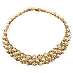 Buccellati 18k Gold Rete Pearl Collar Necklace