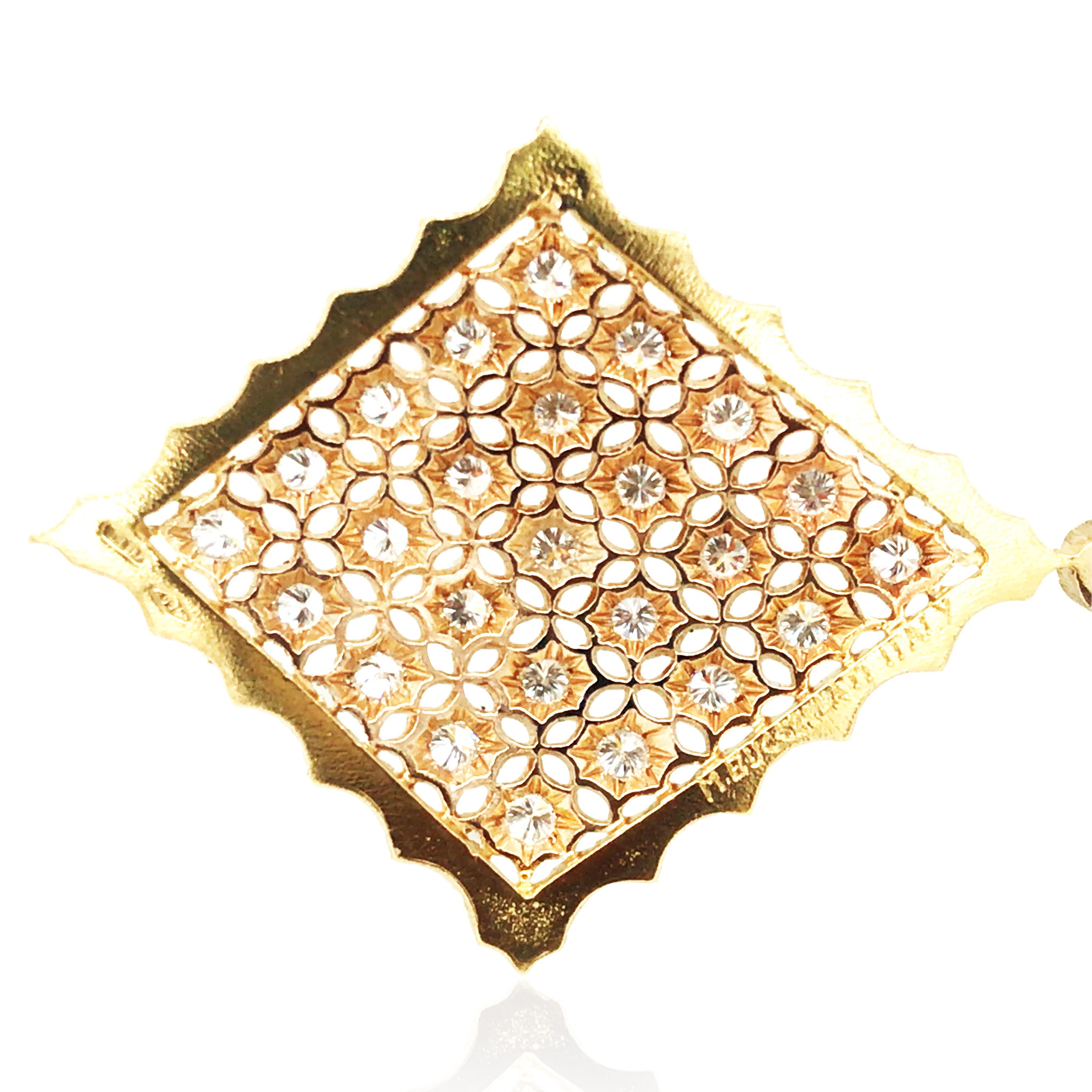 Buccellati, 18K Gold Rhombi Diamond Earrings In Good Condition For Sale In New York, NY