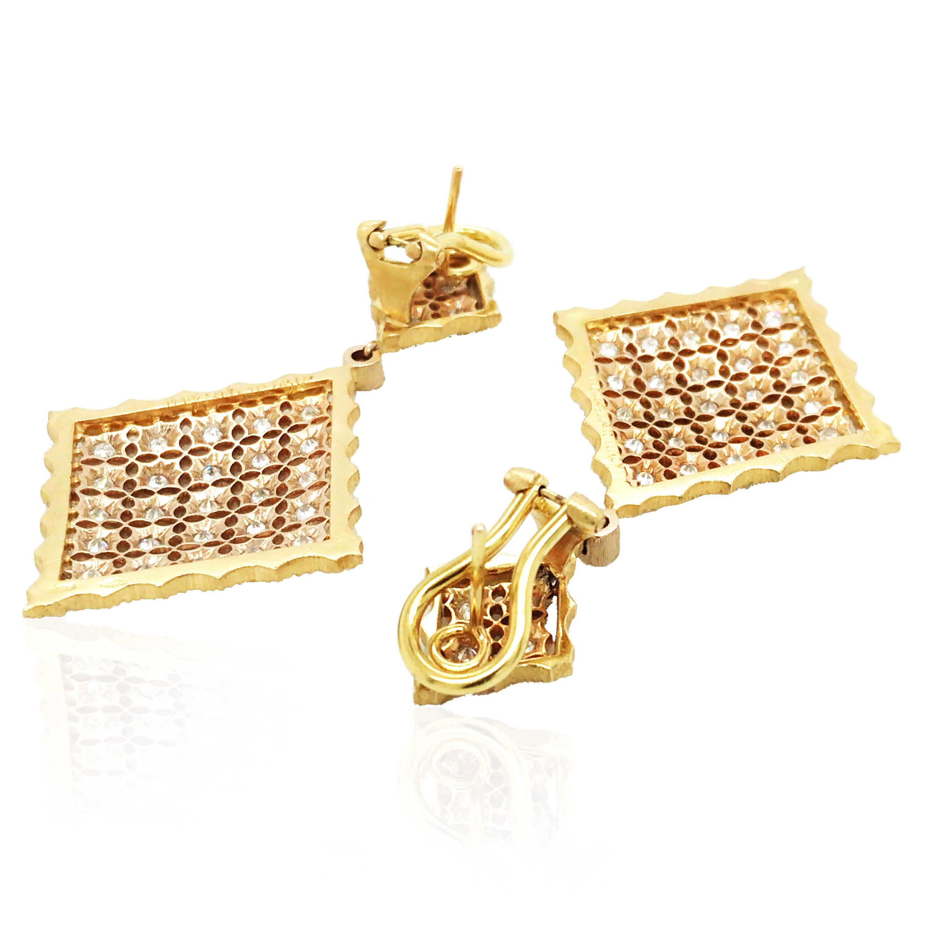 Women's Buccellati, 18K Gold Rhombi Diamond Earrings For Sale