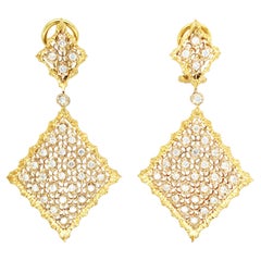 Vintage Buccellati, 18K Gold Rhombi Diamond Earrings