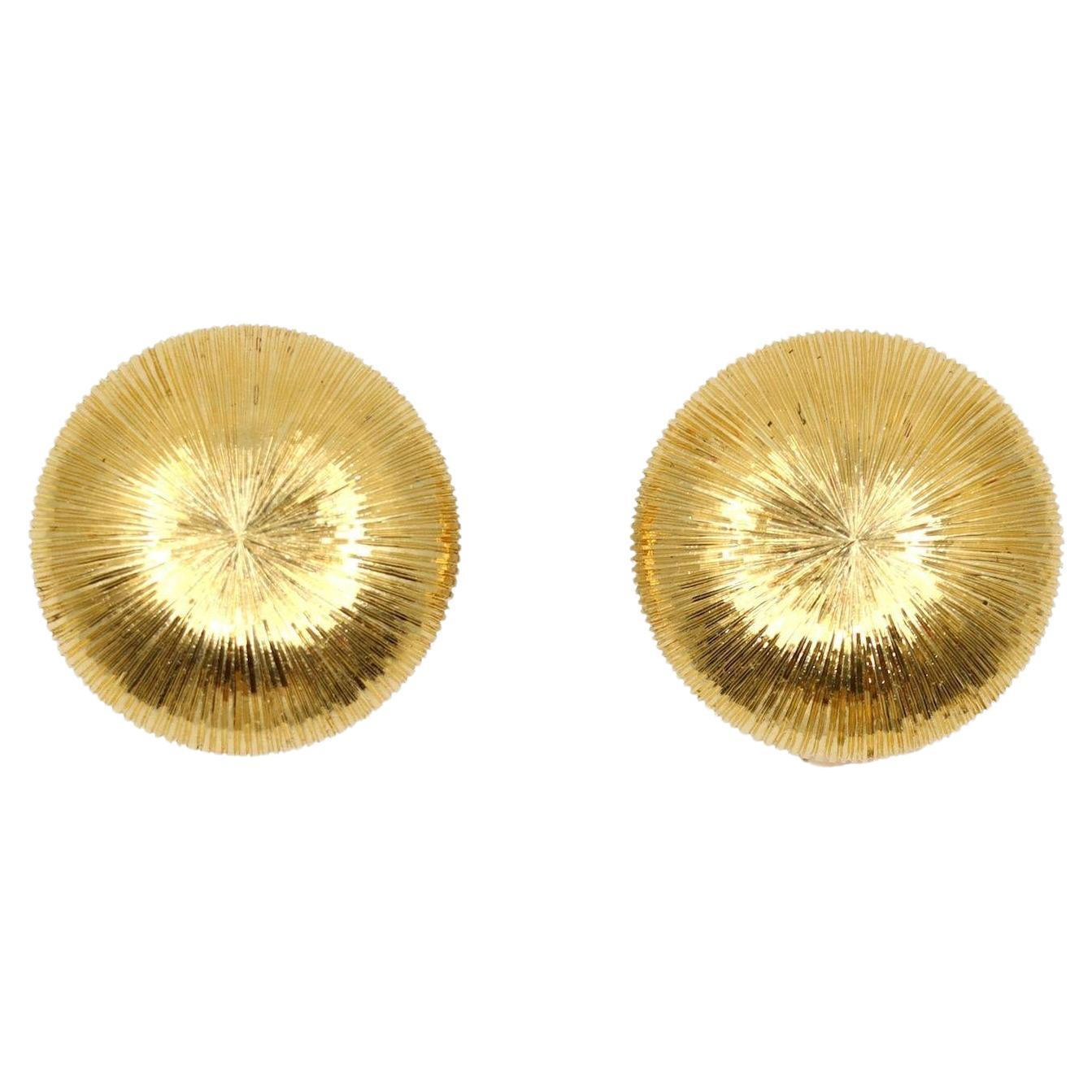 Buccellati 18K Gold Rigato Satin Finish Button Earrings